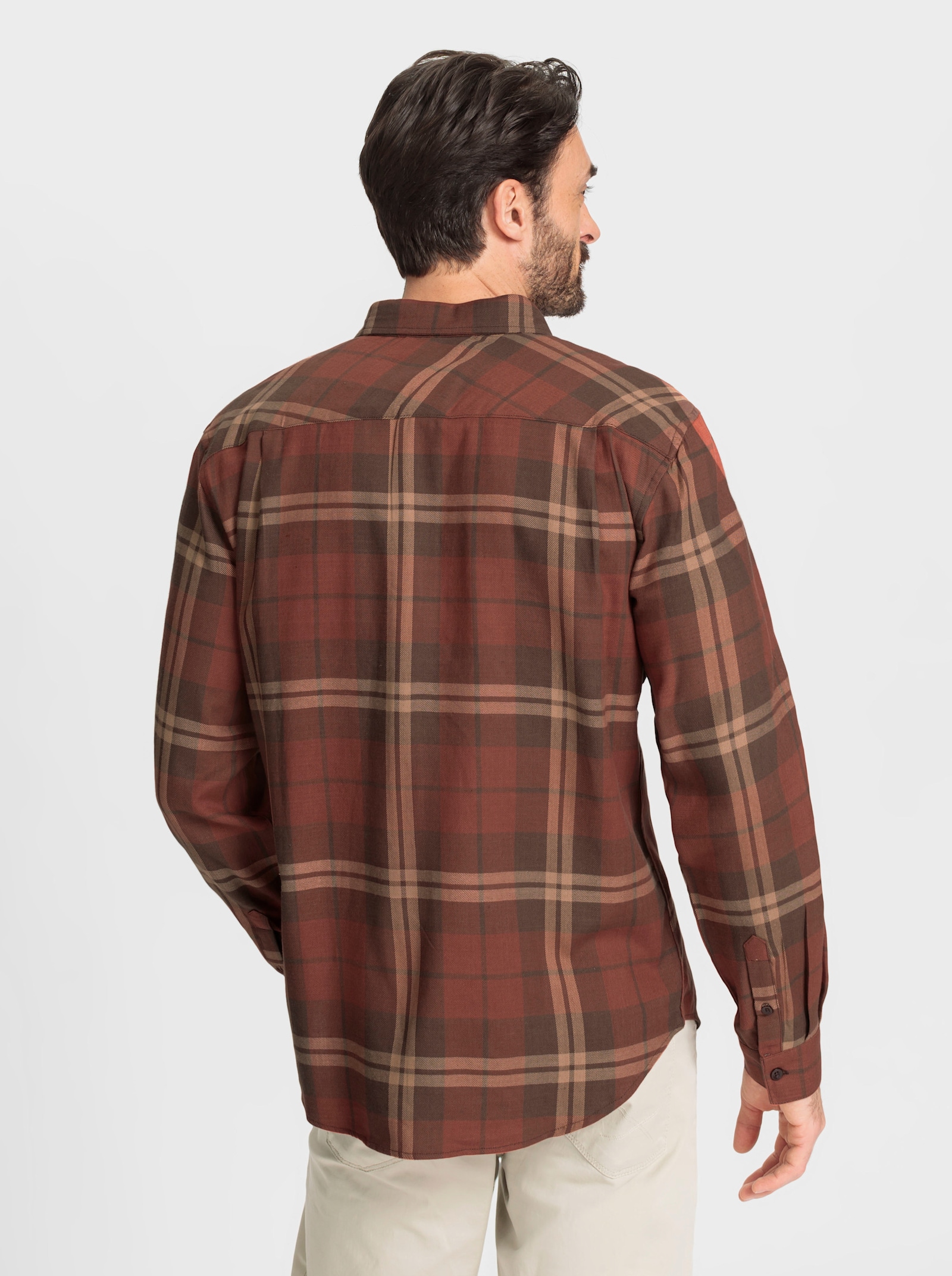 Catamaran Flanellhemd mit garngefärbtem Muster - schoko-kariert