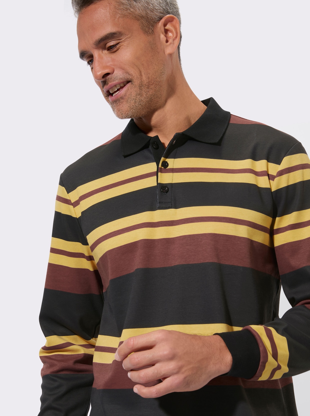 Sweatshirt im Ringel-Dessin - schwarz-rotbraun-geringelt