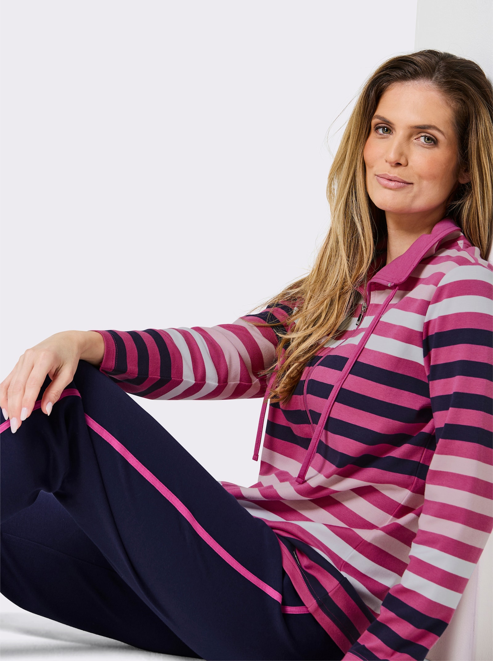 feel good Hausanzug - marine-erika-geringelt