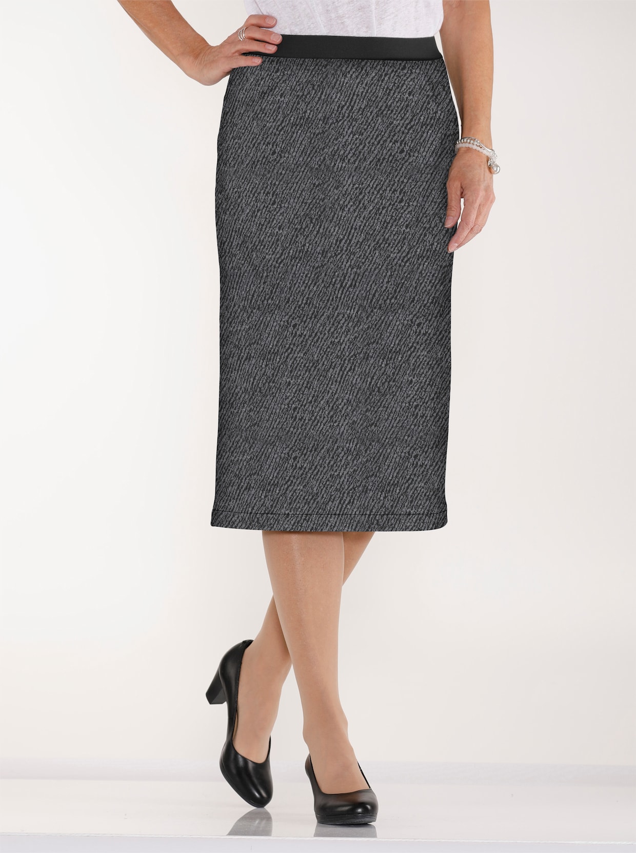 Bekväm kjol - svart+grå, melerad
