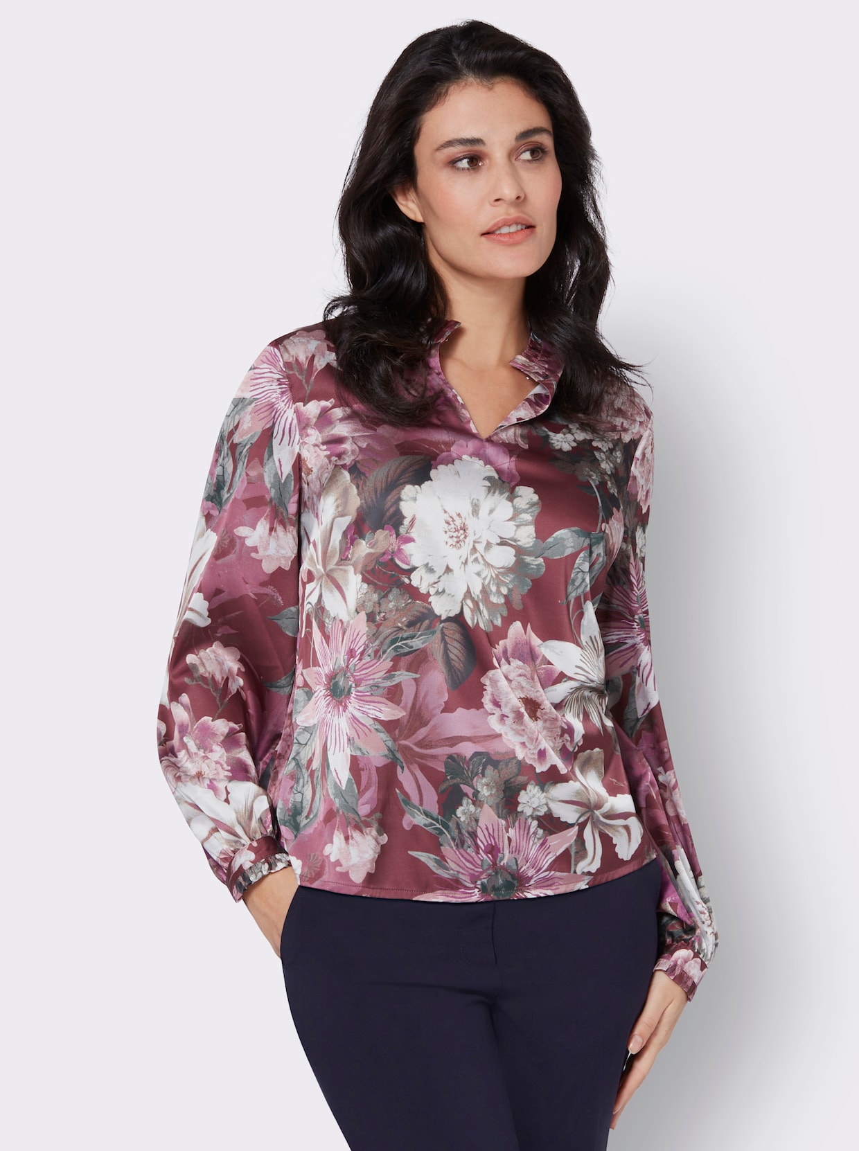 Blouse met print - donkerrood geprint