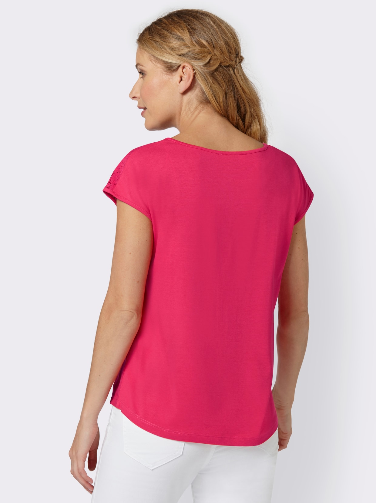 T-shirt en V - fuchsia