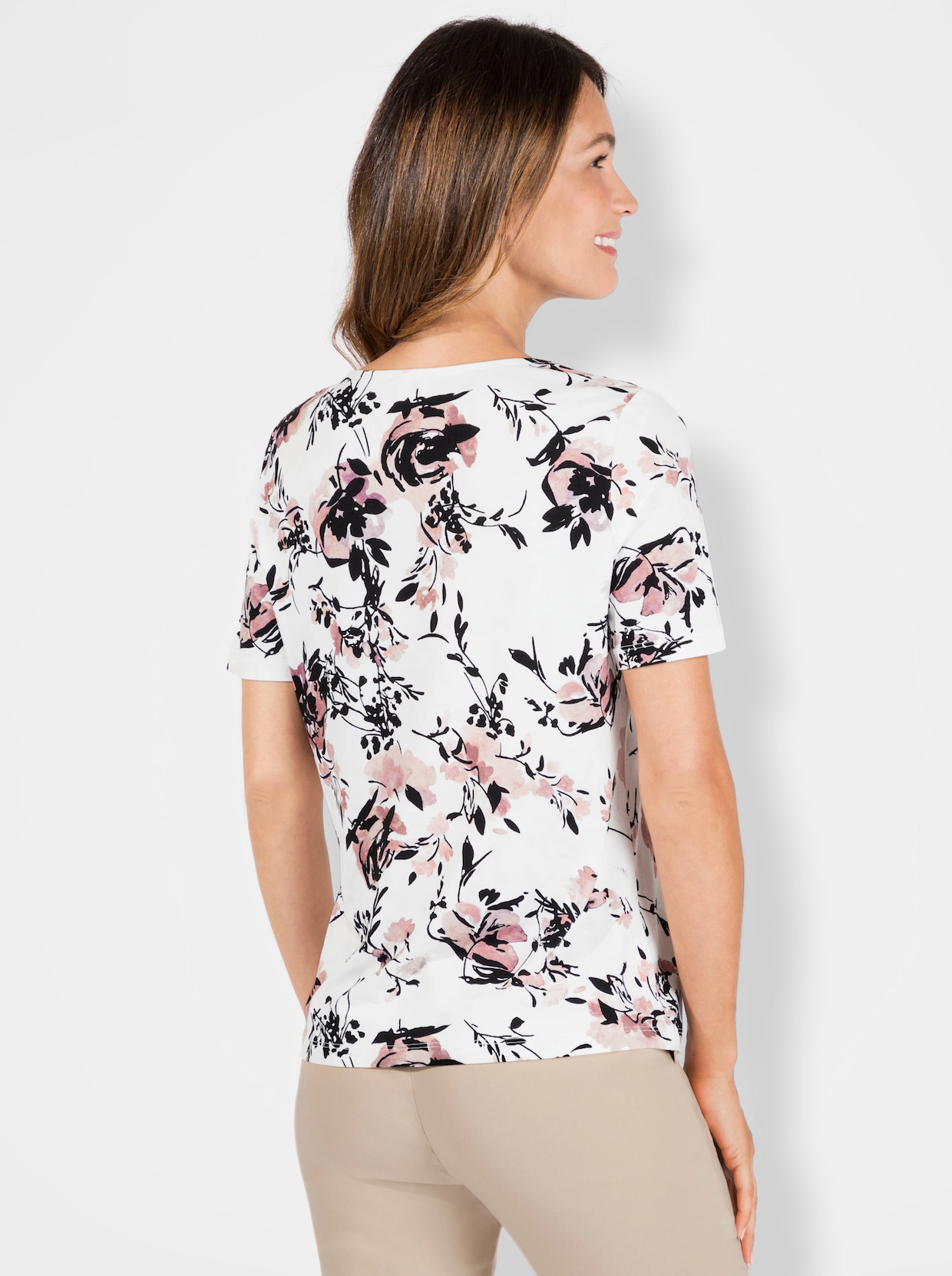 Shirt met korte mouwen - rozenhout geprint