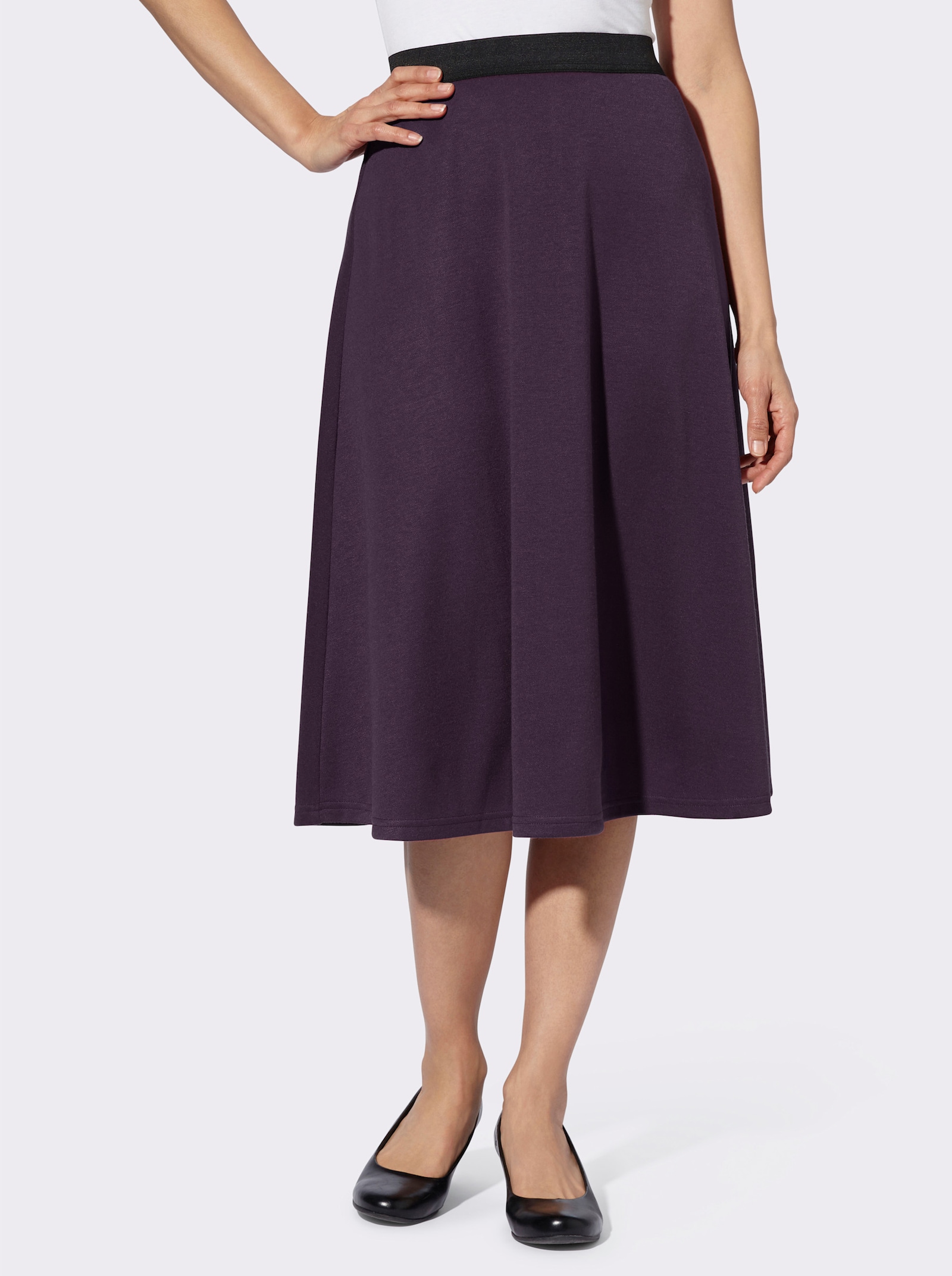 Jerseyrock mit Kontrastbund - bordeaux + aubergine