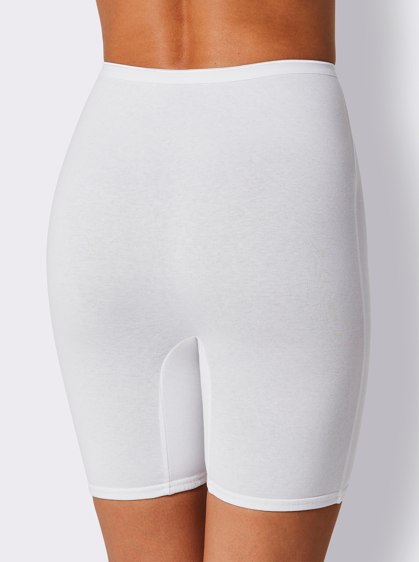 wäschepur Longpanty mit flachem Bund - 2x hellgrau-geringelt + 2x weiss