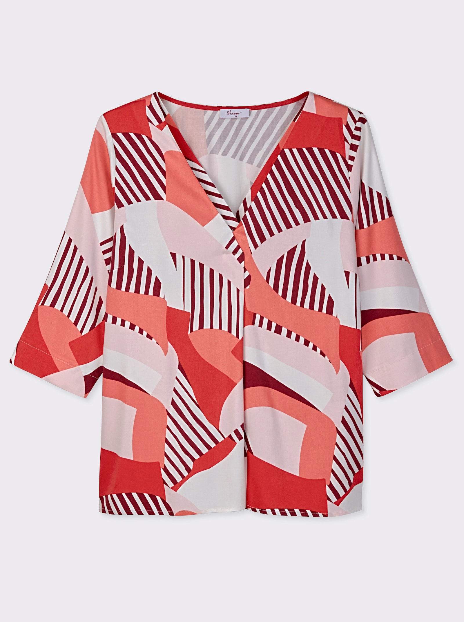 sheego Tunika mit grafischem Alloverprint - erdbeere-koralle-bedruckt