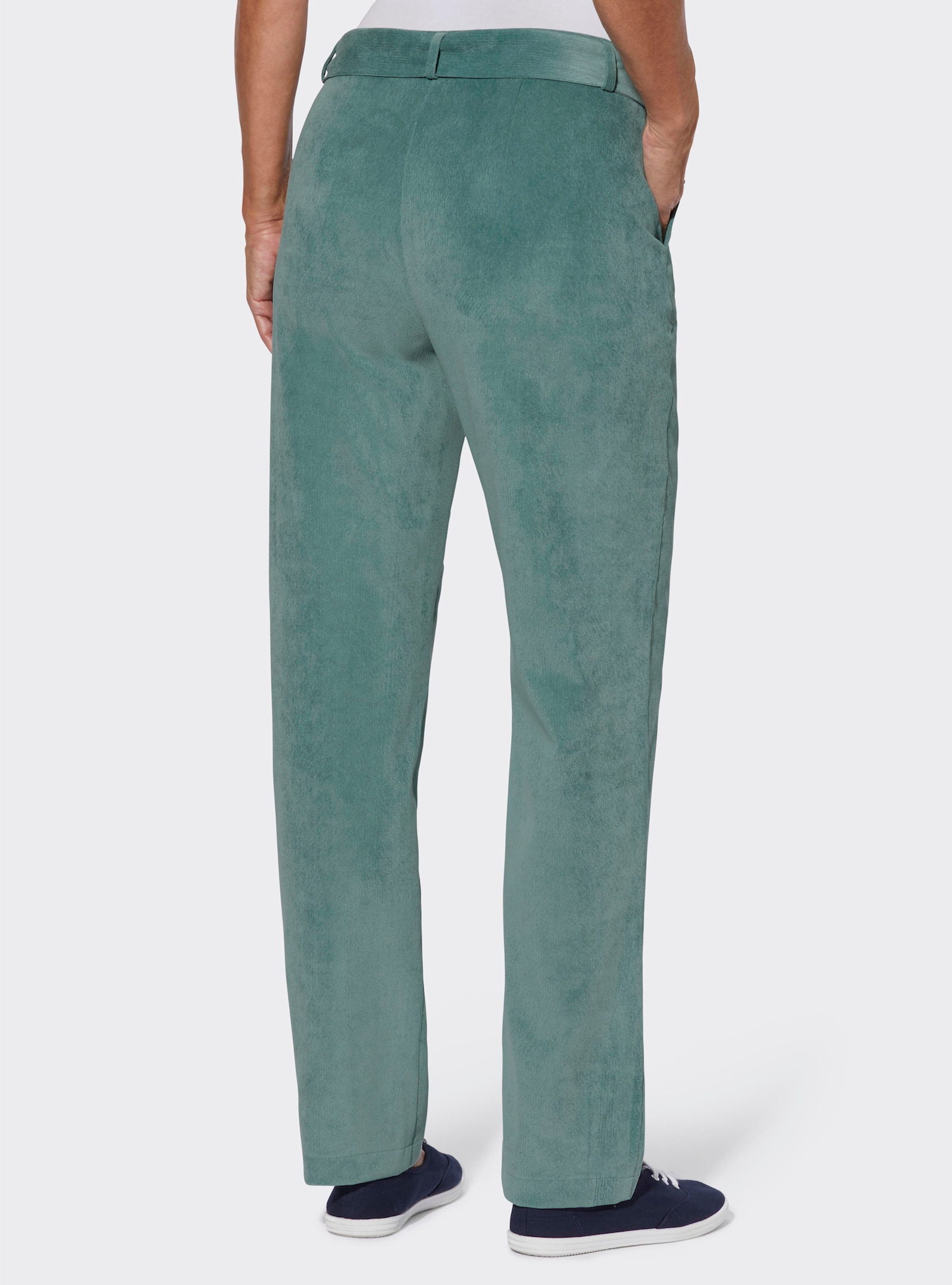 Cordhose mit Gürtel, 2 Taschen - jade
