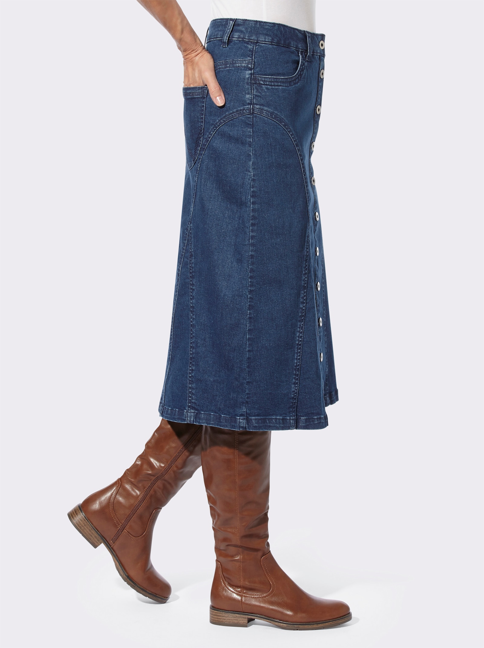 Jeansrok van stretchmateriaal - blue-stonewashed