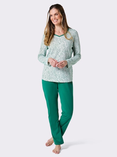 wäschepur Schlafanzüge - grün-weiß-bedruckt + weiß-grün-bedruckt