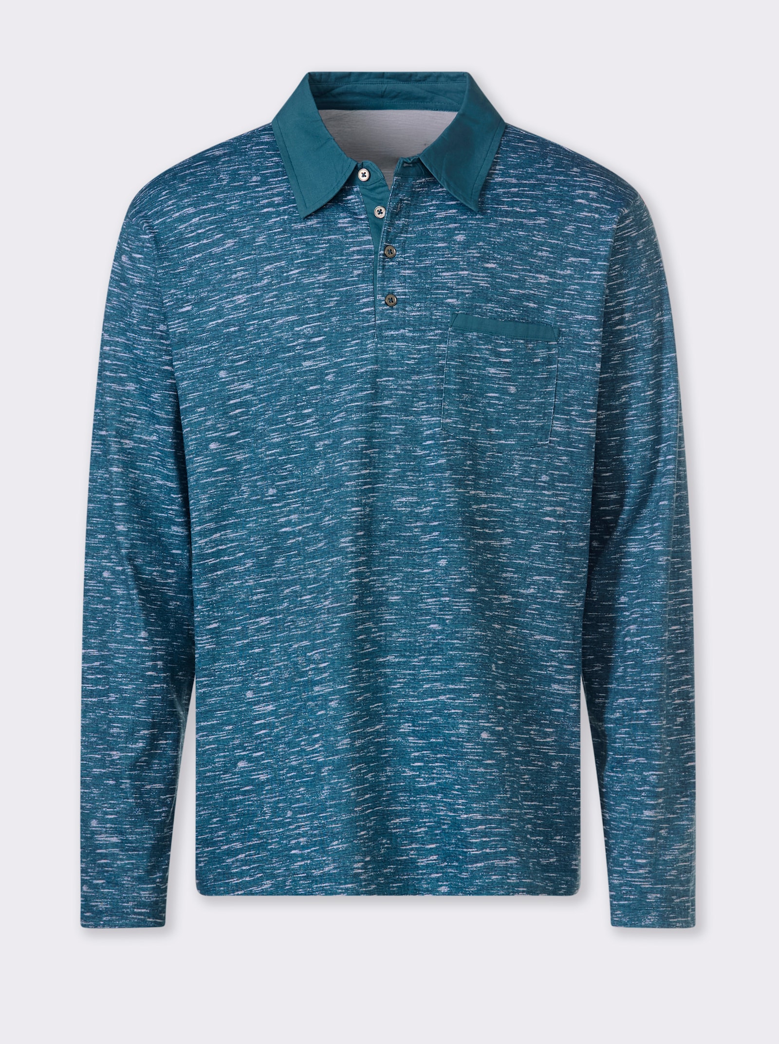 Catamaran Langarmshirt mit unifarbenen Details - topas-meliert