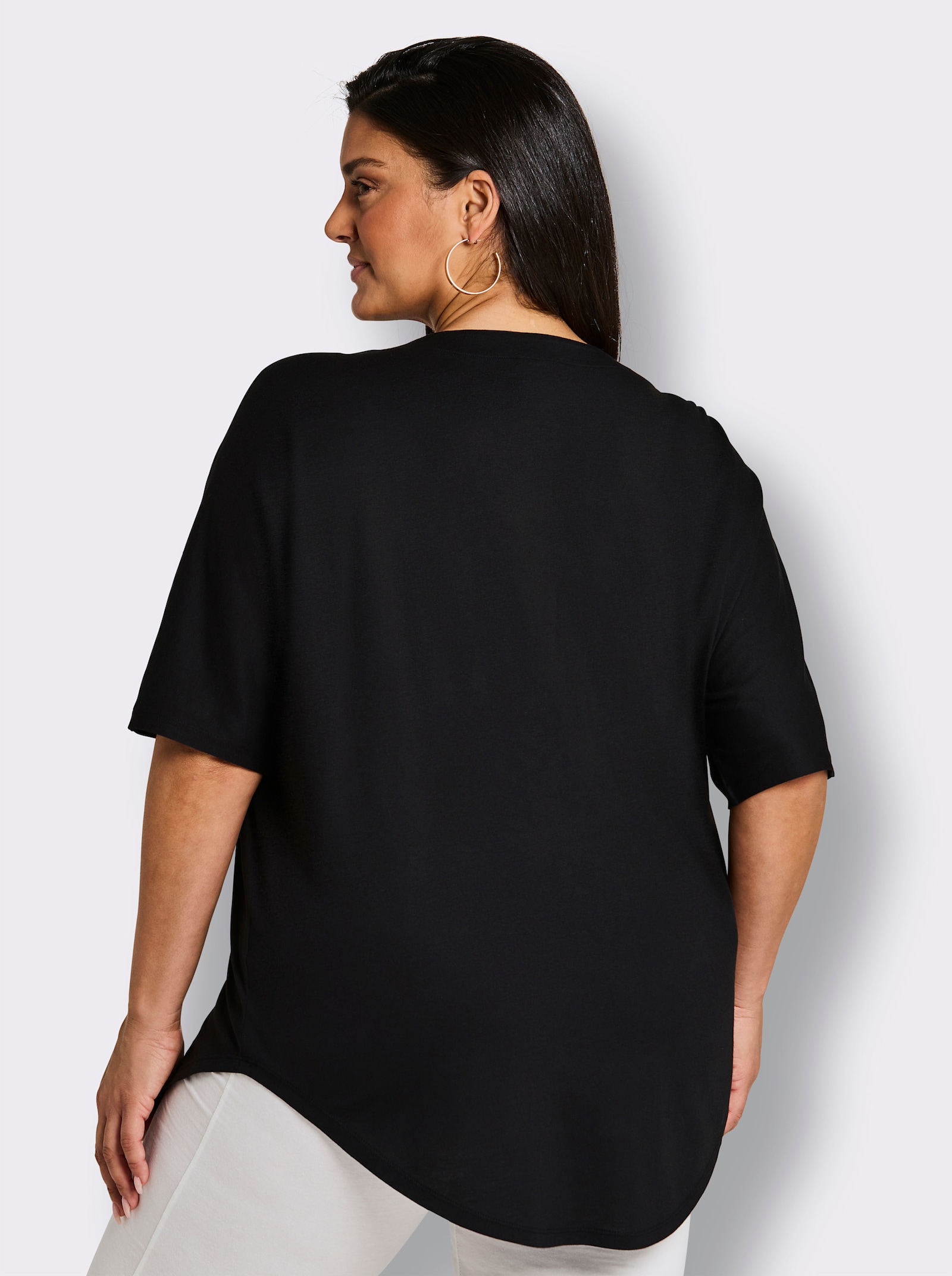 Sommerkleid mit Reißverschluss, bedruckt - schwarz