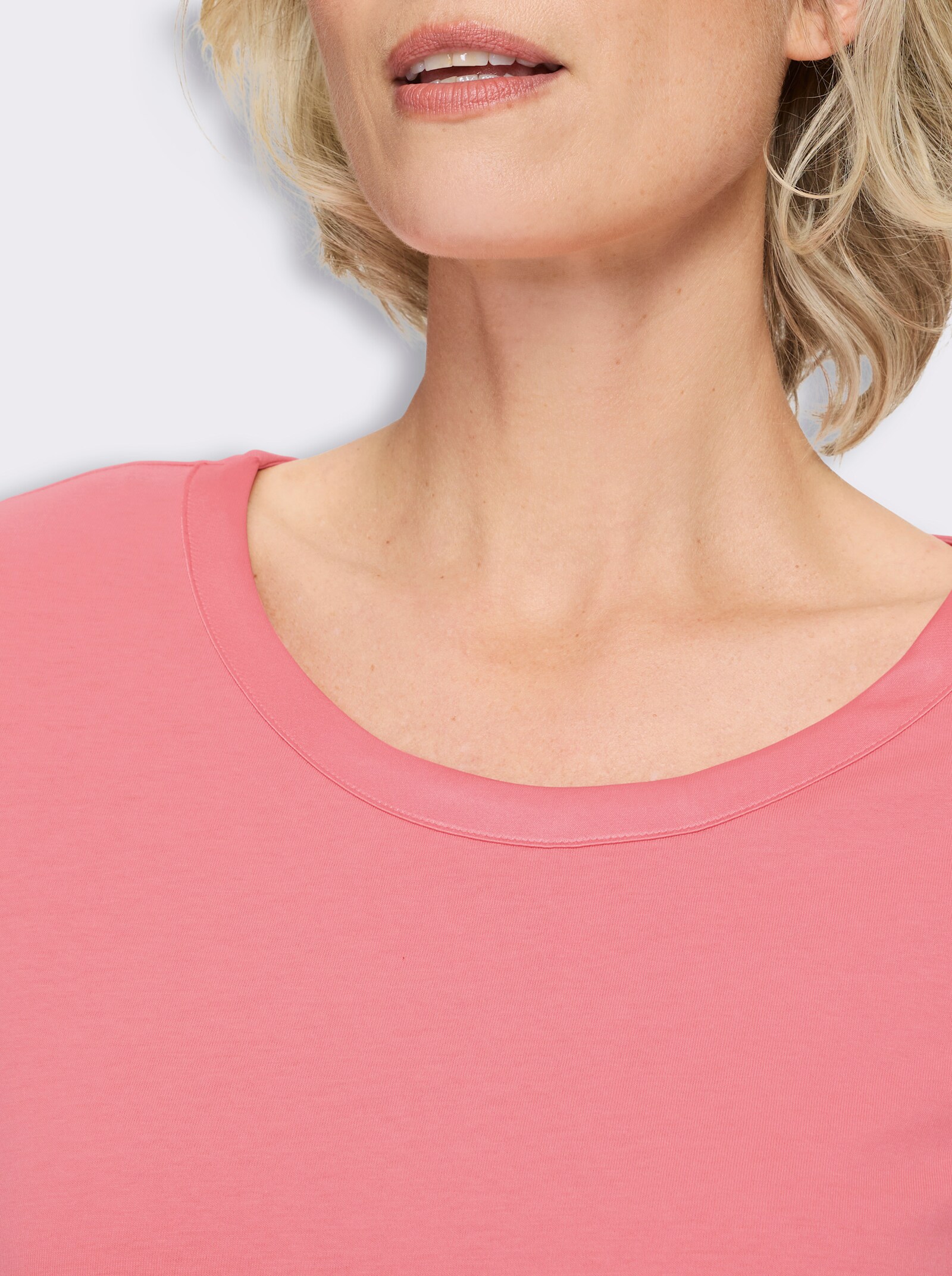 3/4-Arm-Shirt mit Satin-Paspelierung - flamingo
