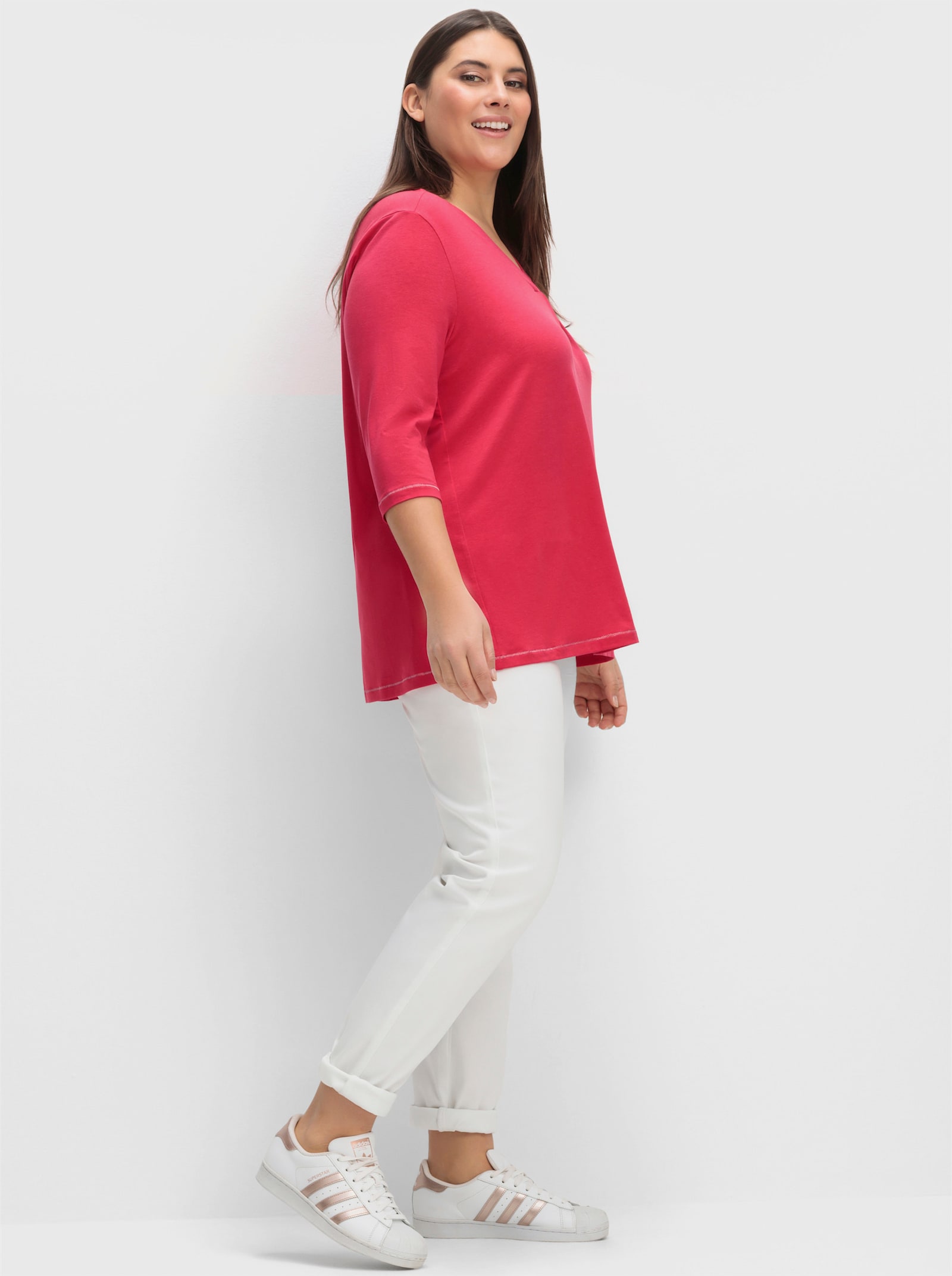 sheego Schlupfhose in schmaler Form, aus Twill - weiß