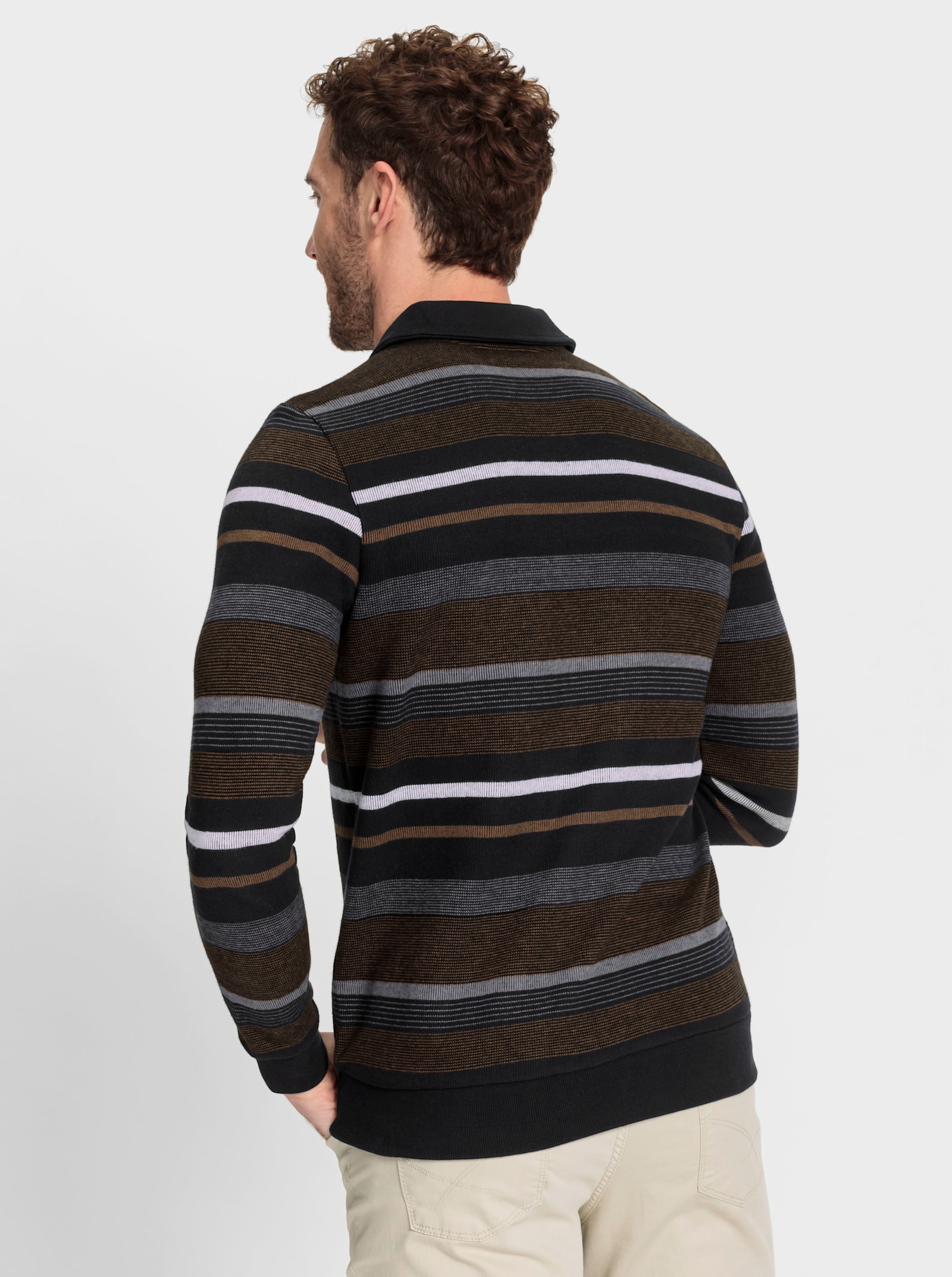 Marco Donati Sweatshirt in garngefärbtem Streifendessin - schwarz-braun-gestreift