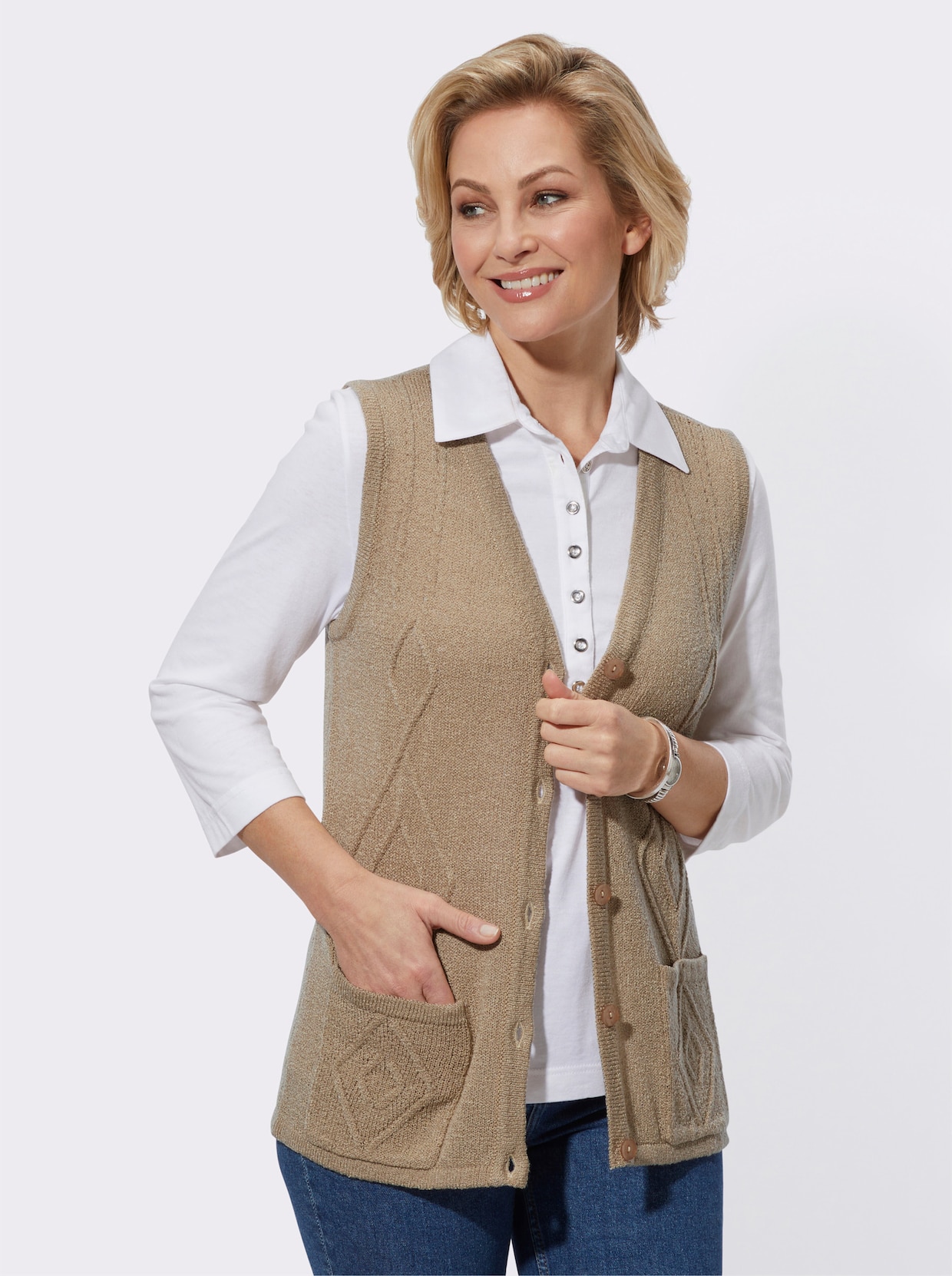 Mouwloos vest - beige