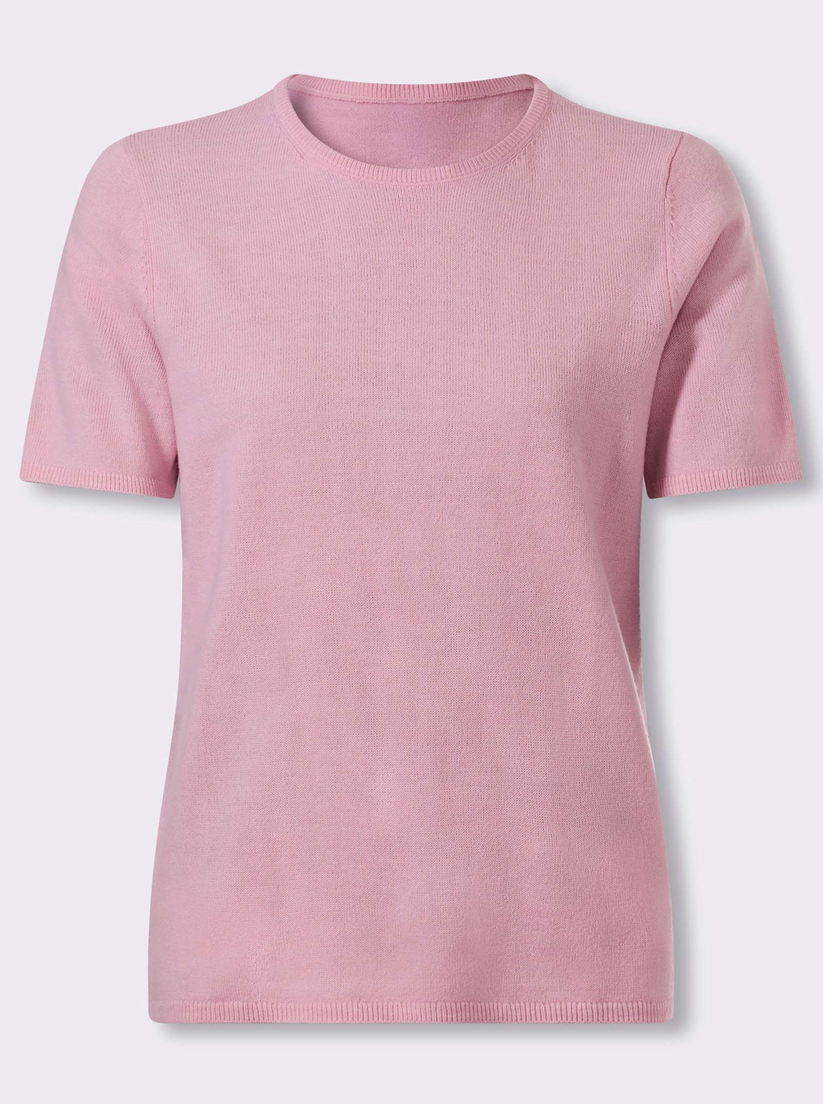 Kurzarmpullover in Feinstrick-Qualität, pflegeleicht - rosé