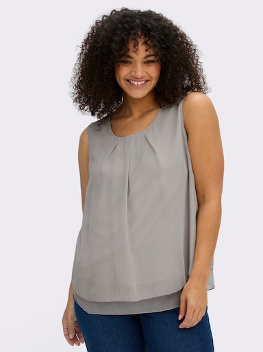 Blusentop in Crêpe-Qualität - silbergrau