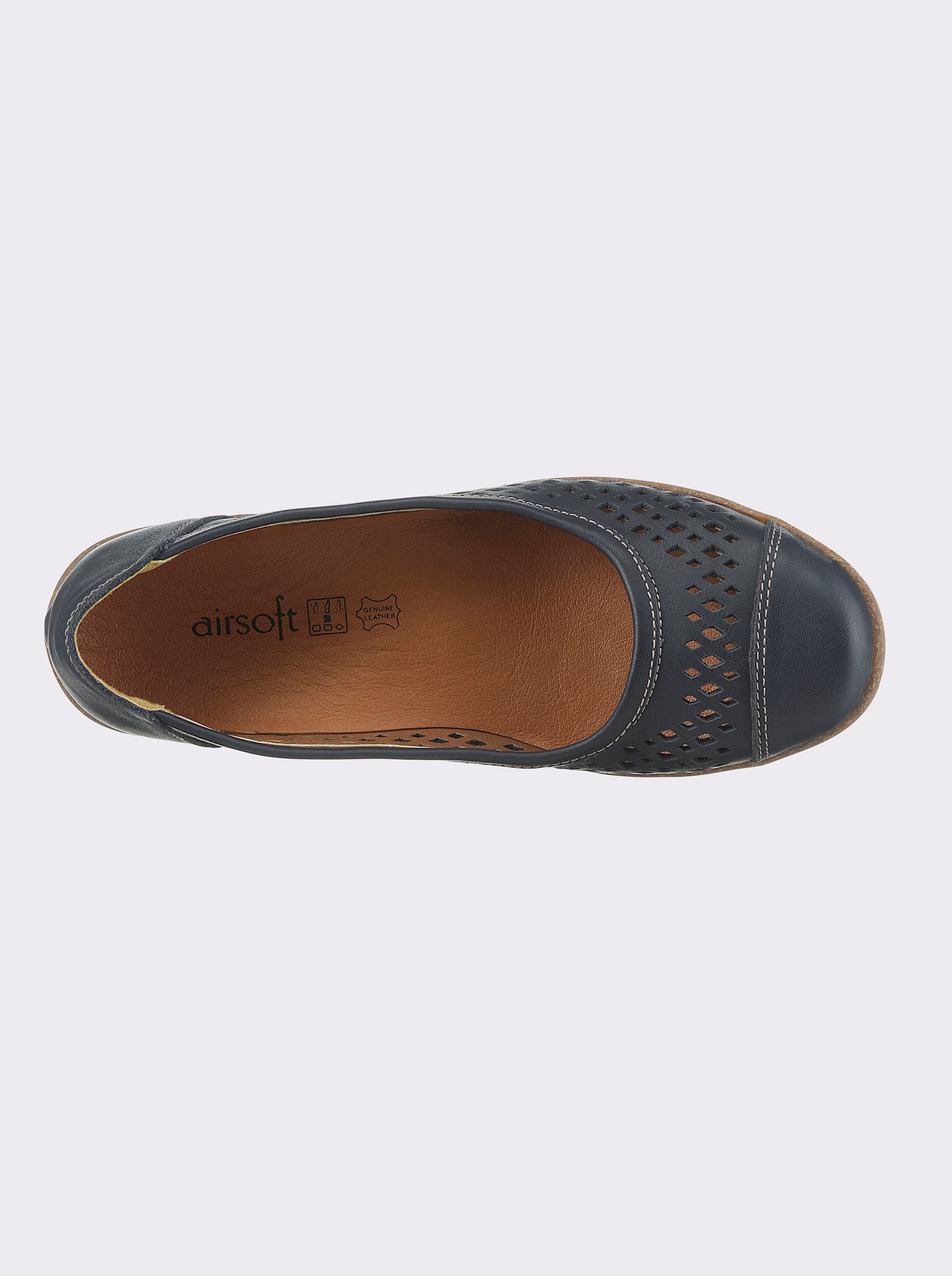 airsoft modern+ Ballerina mit perforiertem Leder - dunkelblau