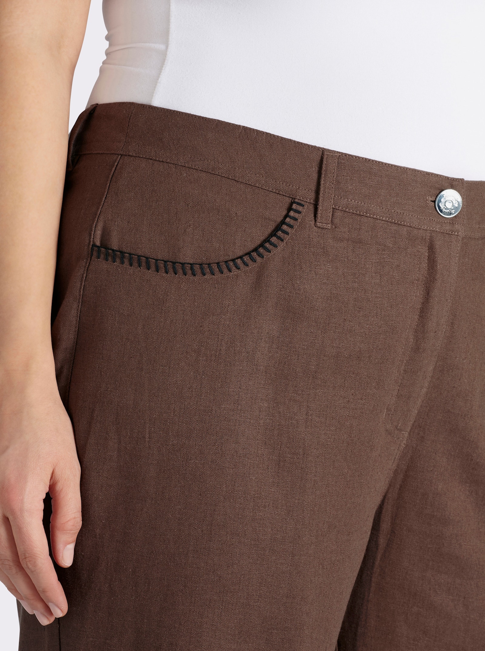 sheego Leinen-Mix-Hose - schoko