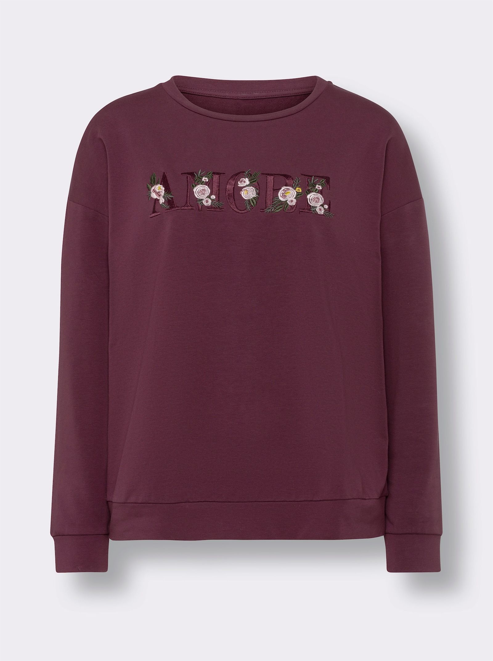 heine Sweatshirt met bloemenborduursel - bordeaux