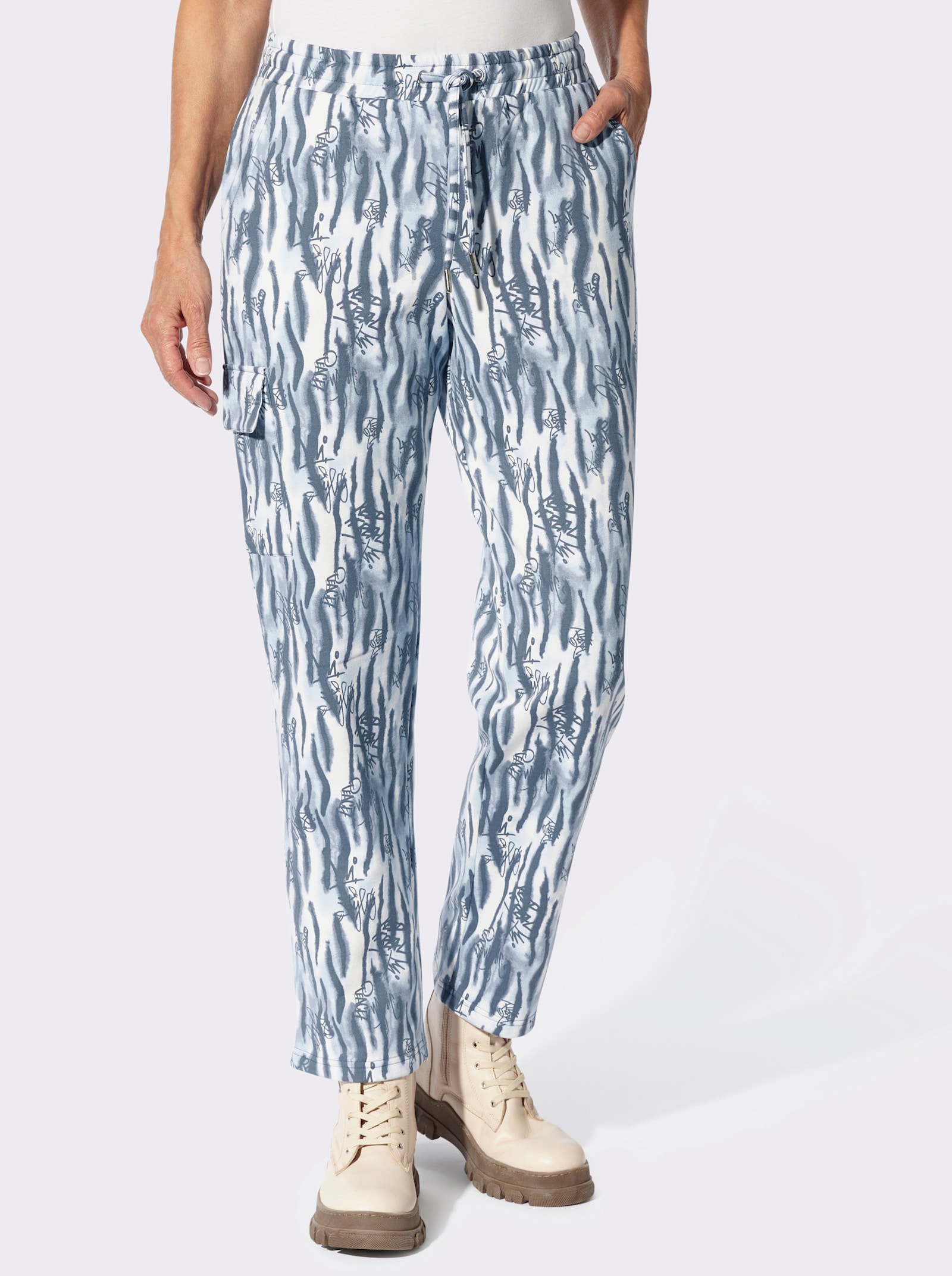 Sweathose im Druck-Dessin - rauchblau-taubenblau-gemustert