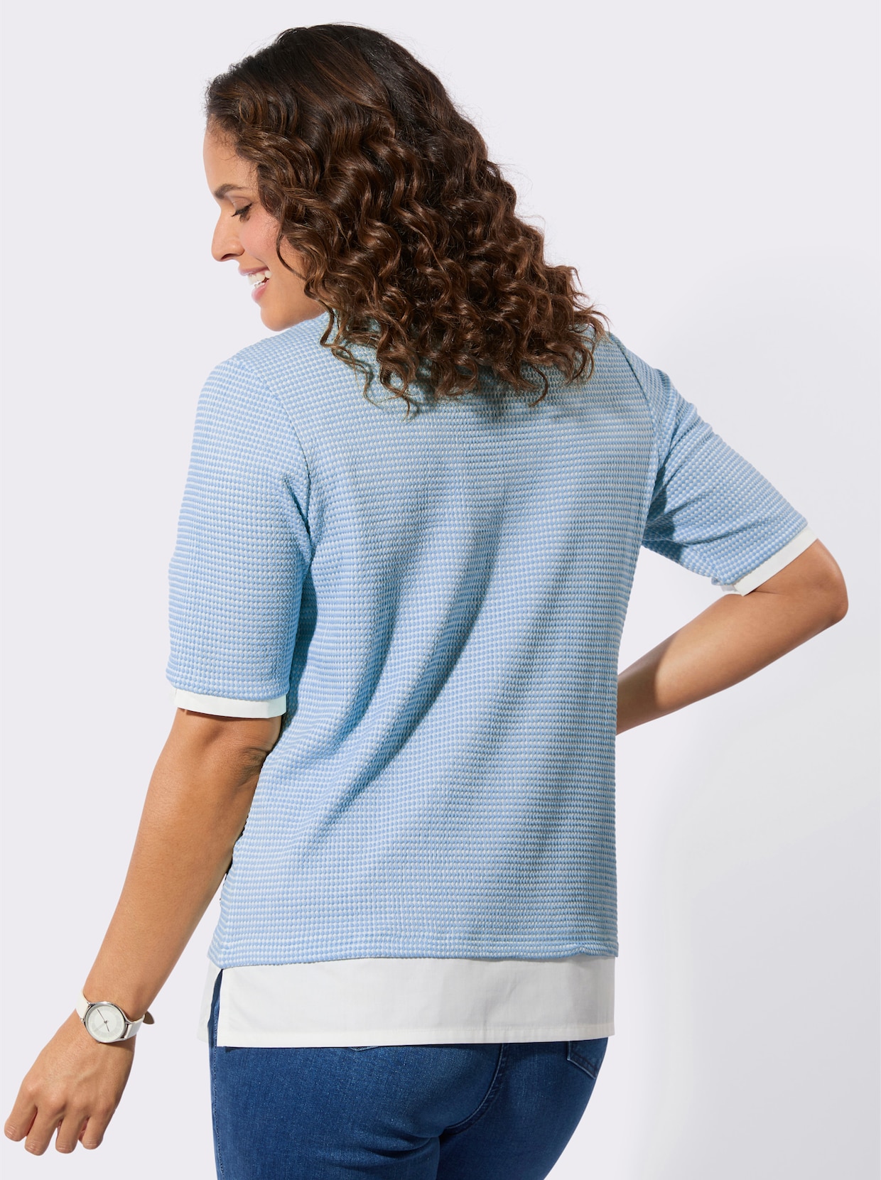 2-in-1-Shirt - eisblau-weiß-bedruckt