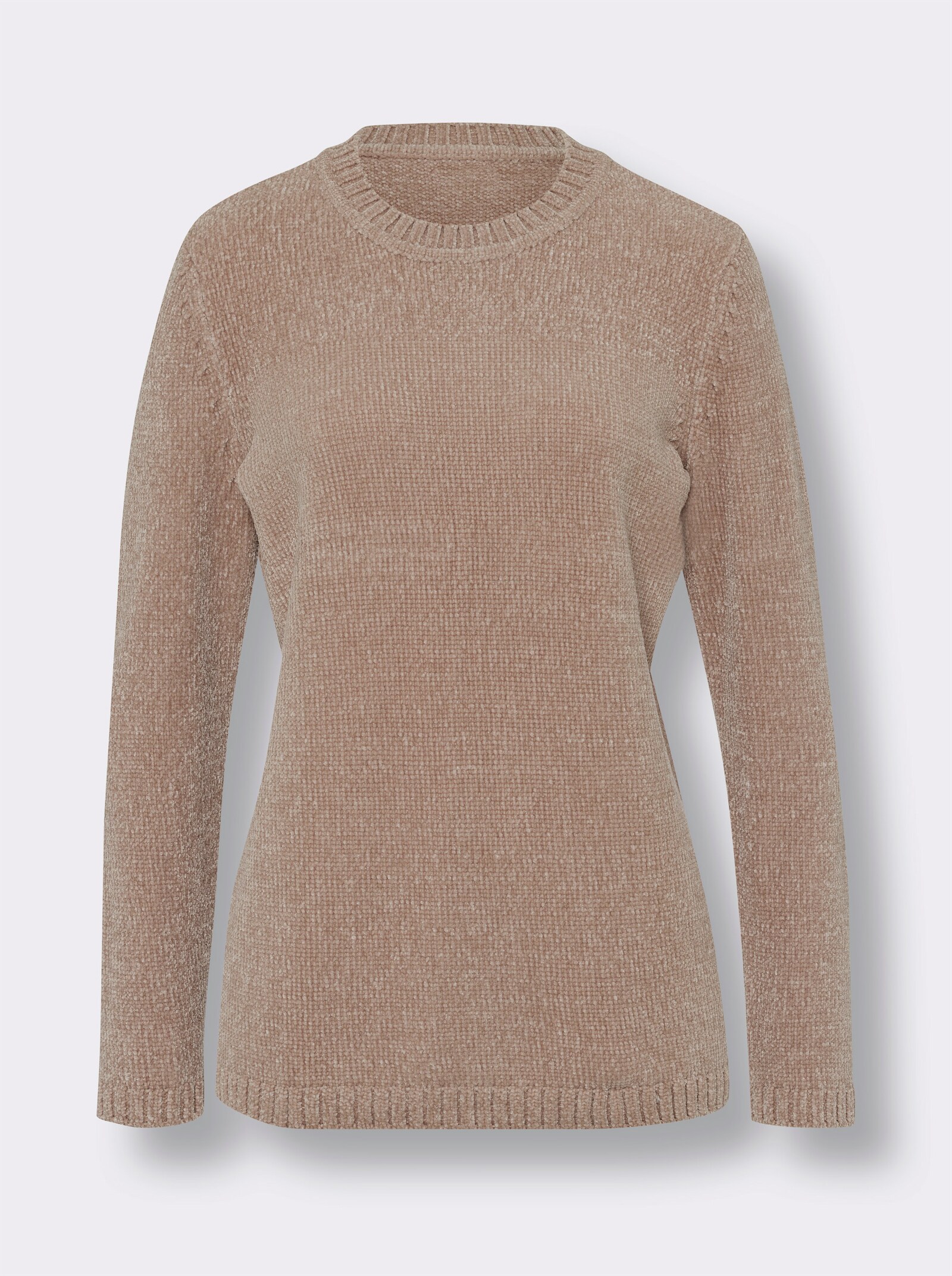Langarm-Pullover in Chenille-Qualität - sesam