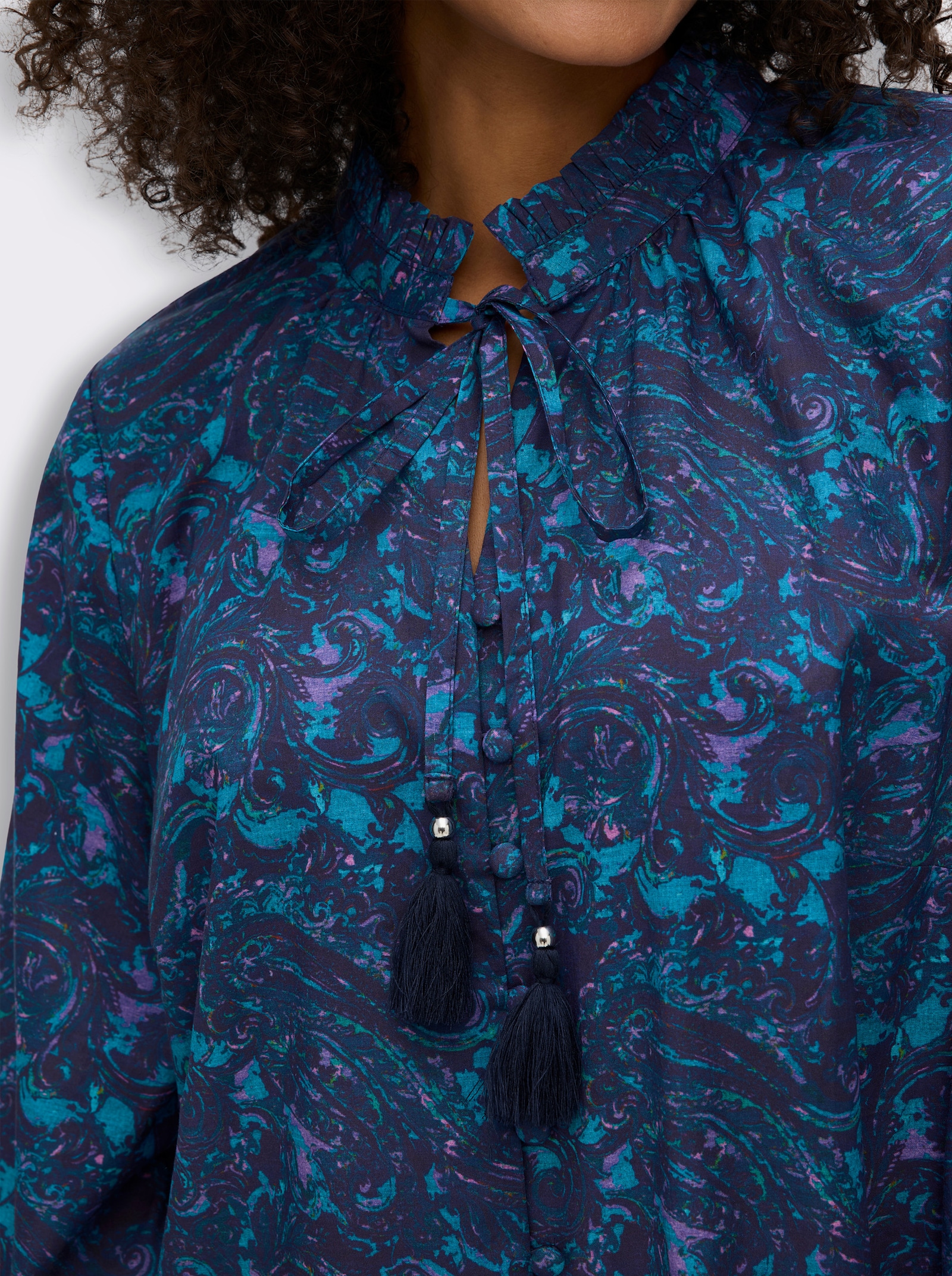 sheego by Joe Browns Langarmbluse mit Paisleymuster - aubergine-lavendel-gemustert