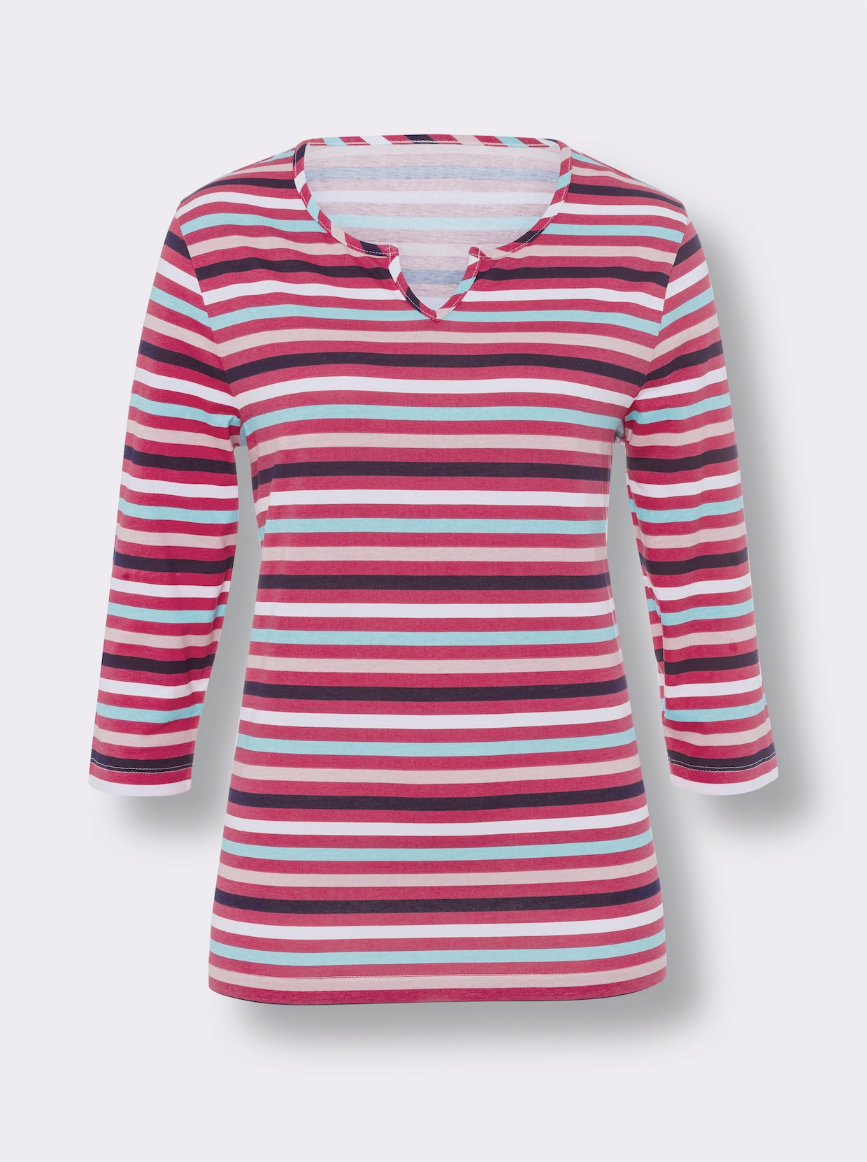 Streifenshirt - fuchsia-marine-geringelt