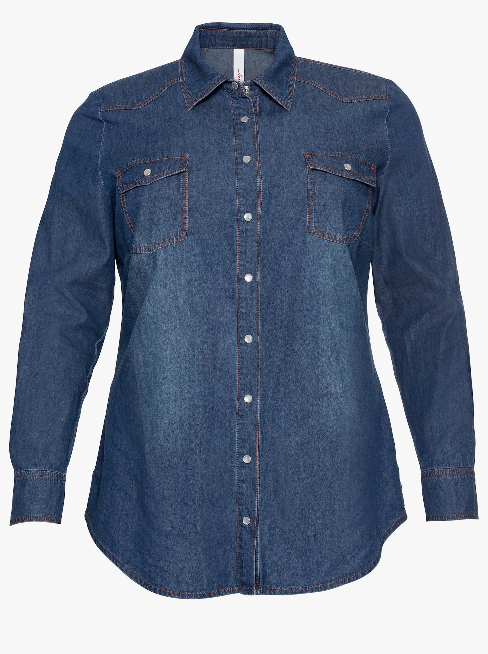 sheego Jeansbluse mit Druckknöpfen - blue denim