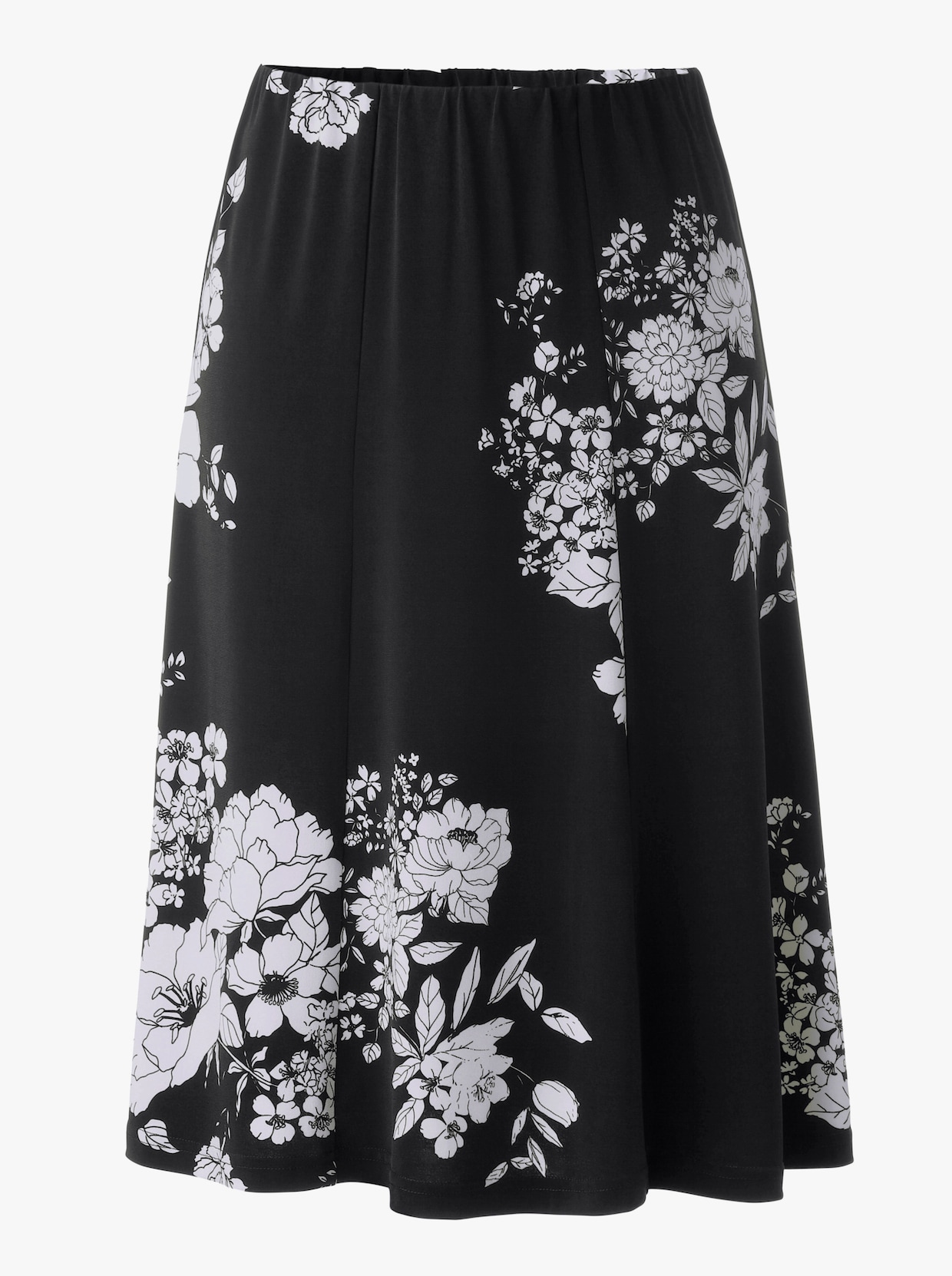 Žerzejová sukně - černá-květinový vzor