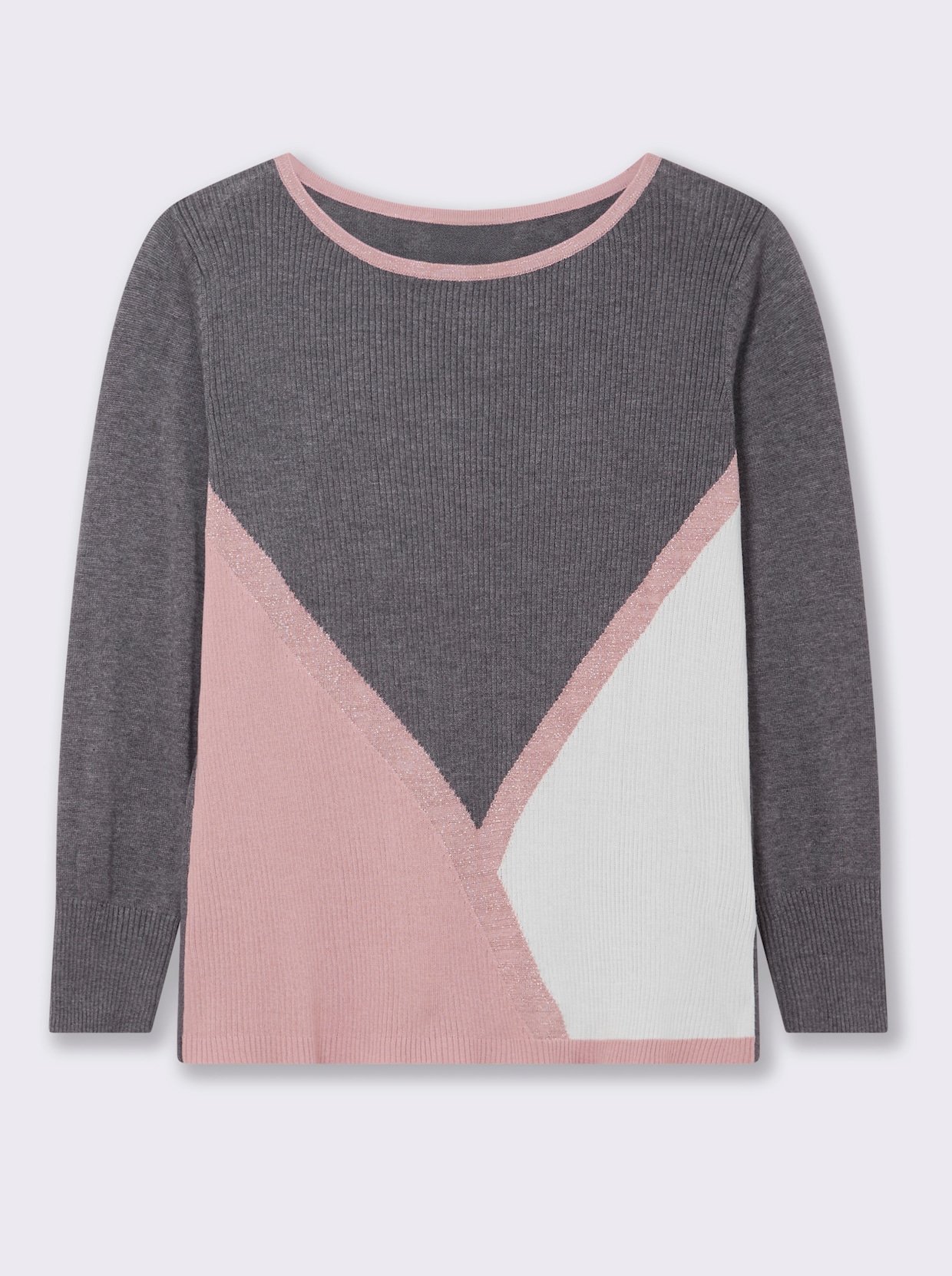 Langarm-Pullover mit Glanzgarn-Akzenten - anthrazit-hortensie