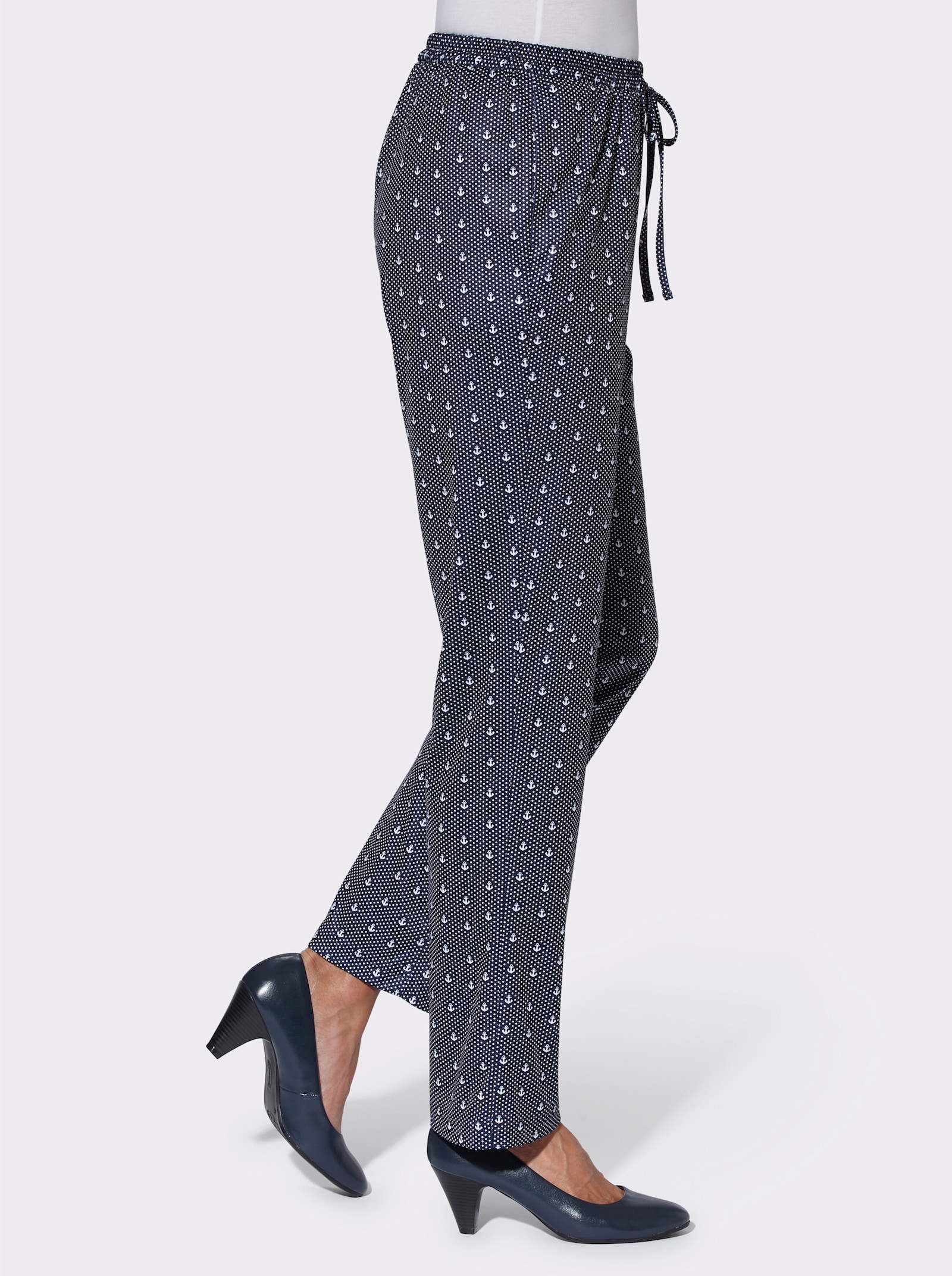 Jerseyhose in Schlupfform - marine-gemustert