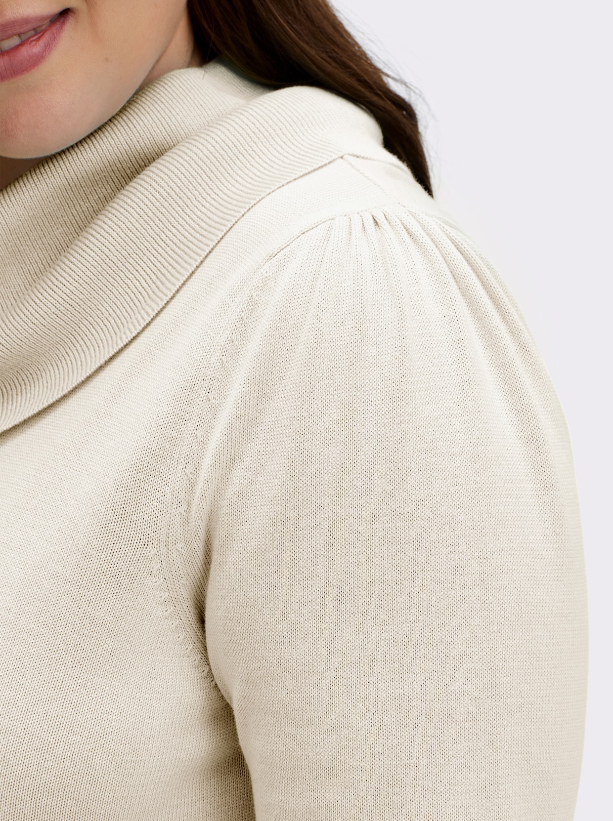 Wasserfallpullover im Baumwoll-Viskose-Mix - wollweiß