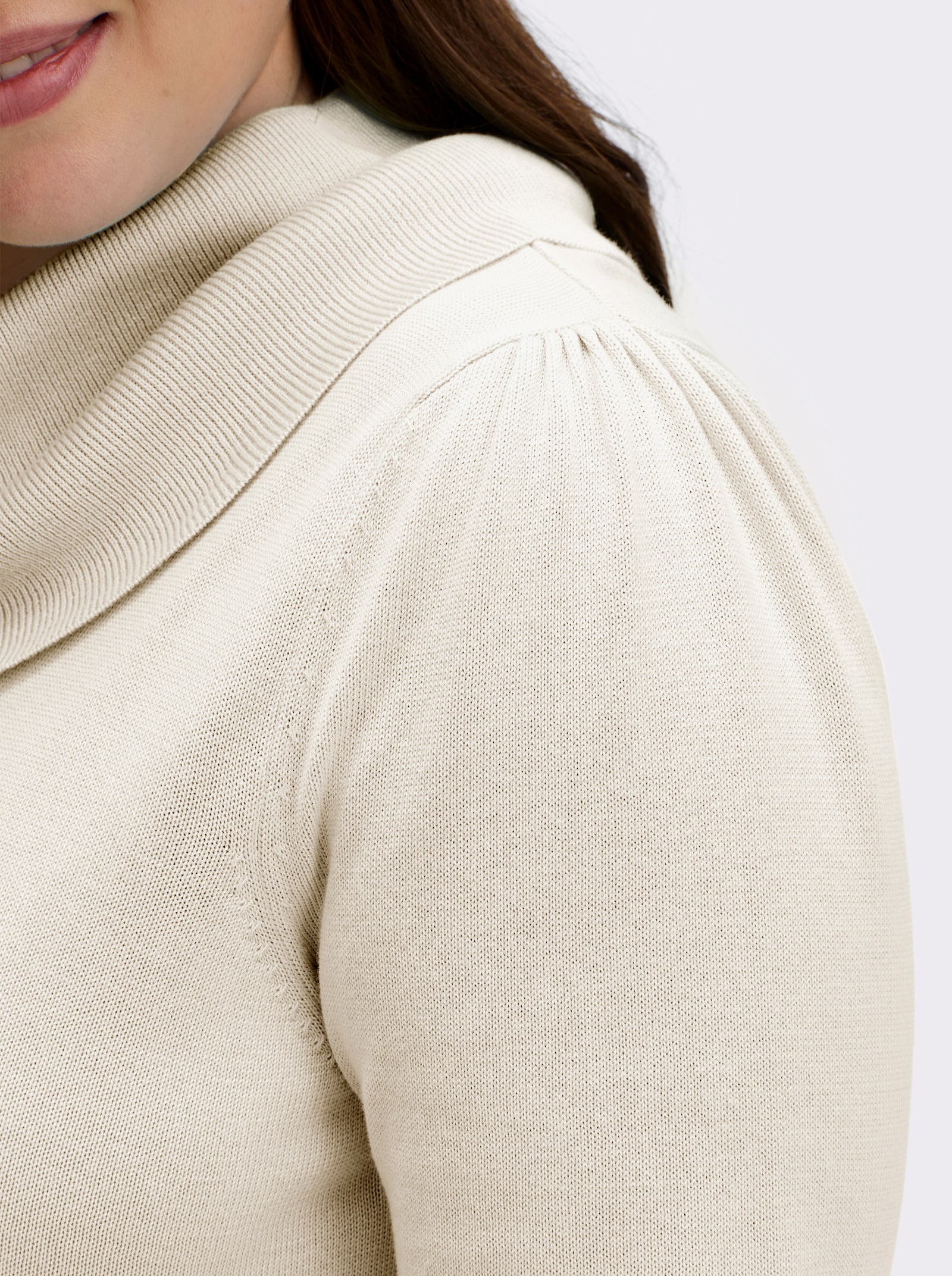 Wasserfallpullover im Baumwoll-Viskose-Mix - wollweiß