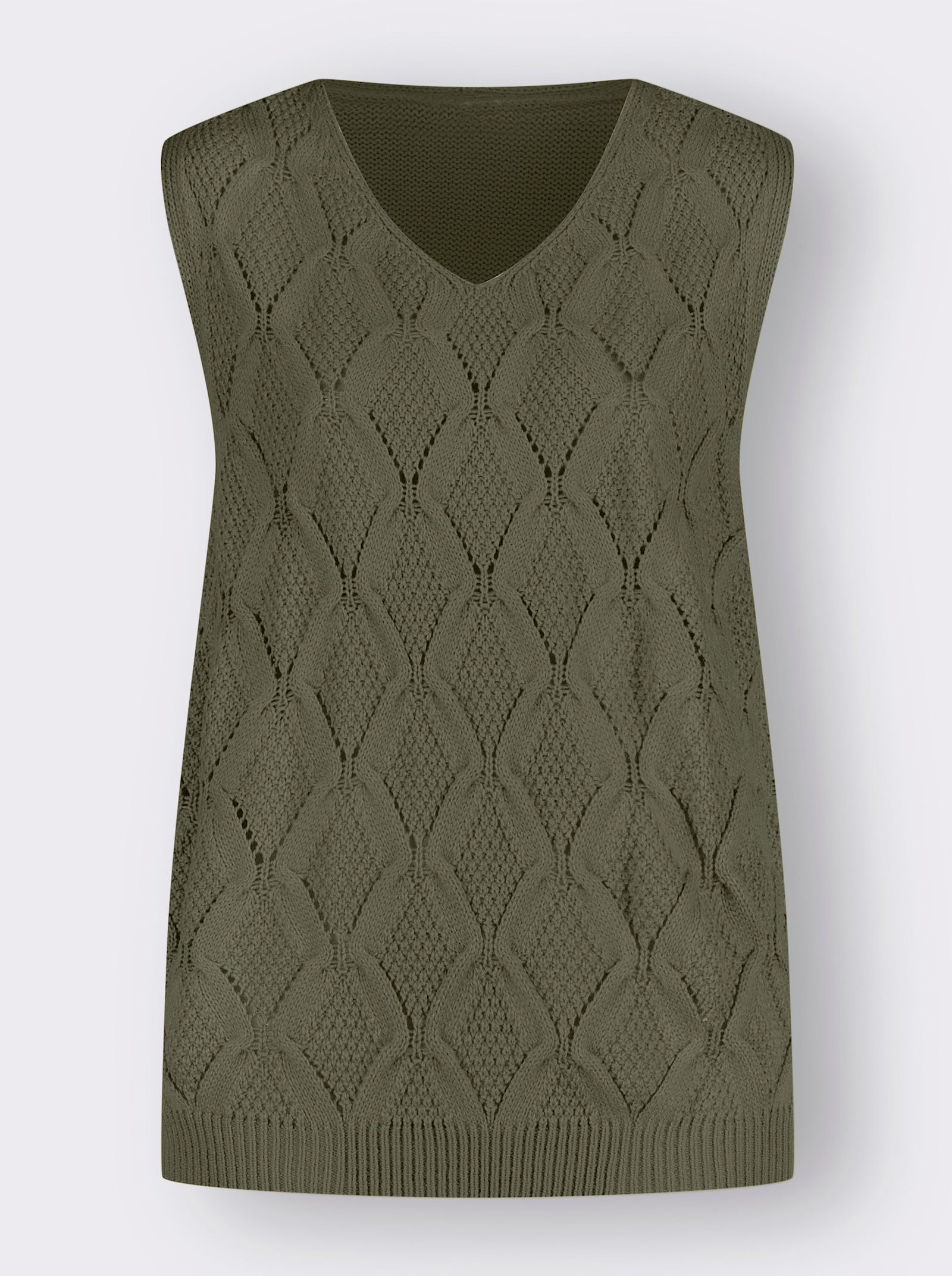 Pullunder mit Rautenmuster - khaki