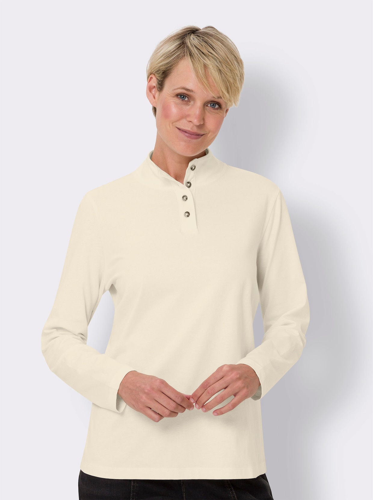 Shirt met opstaande kraag - champagne