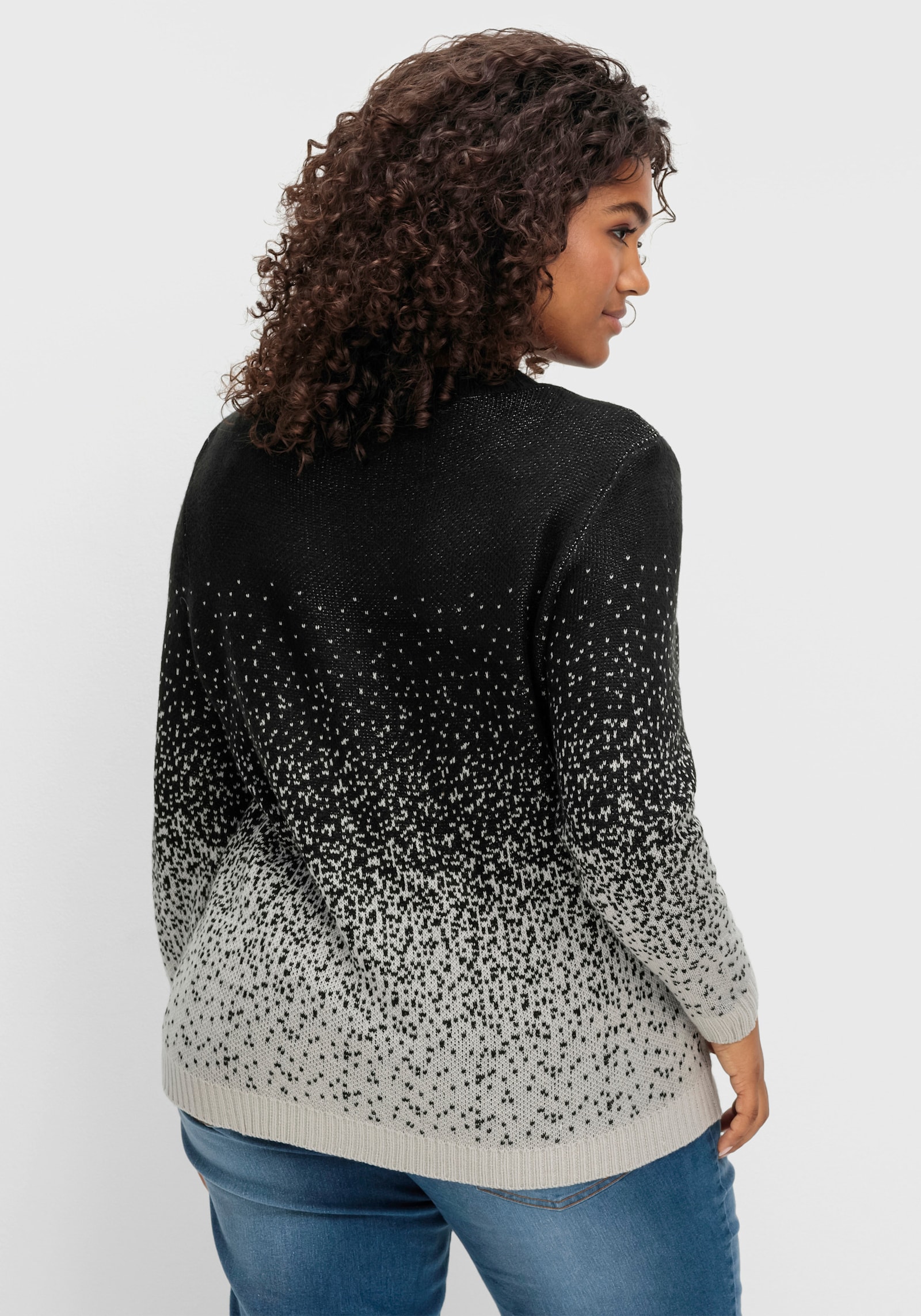 Jacquardpullover aus Jacquard-Strick - schwarz-gemustert