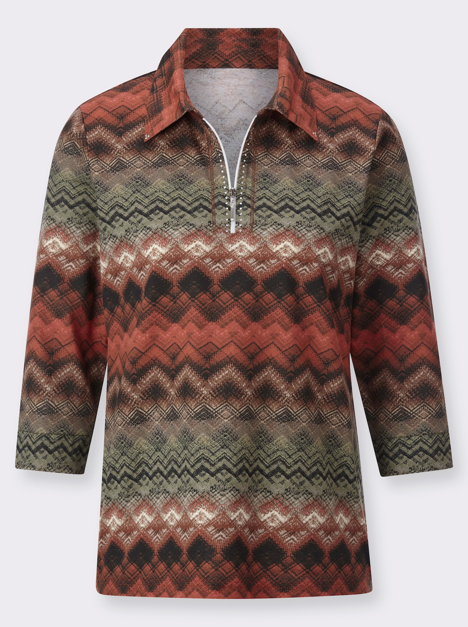 Poloshirt im Zick-Zack-Muster - terra-khaki-bedruckt