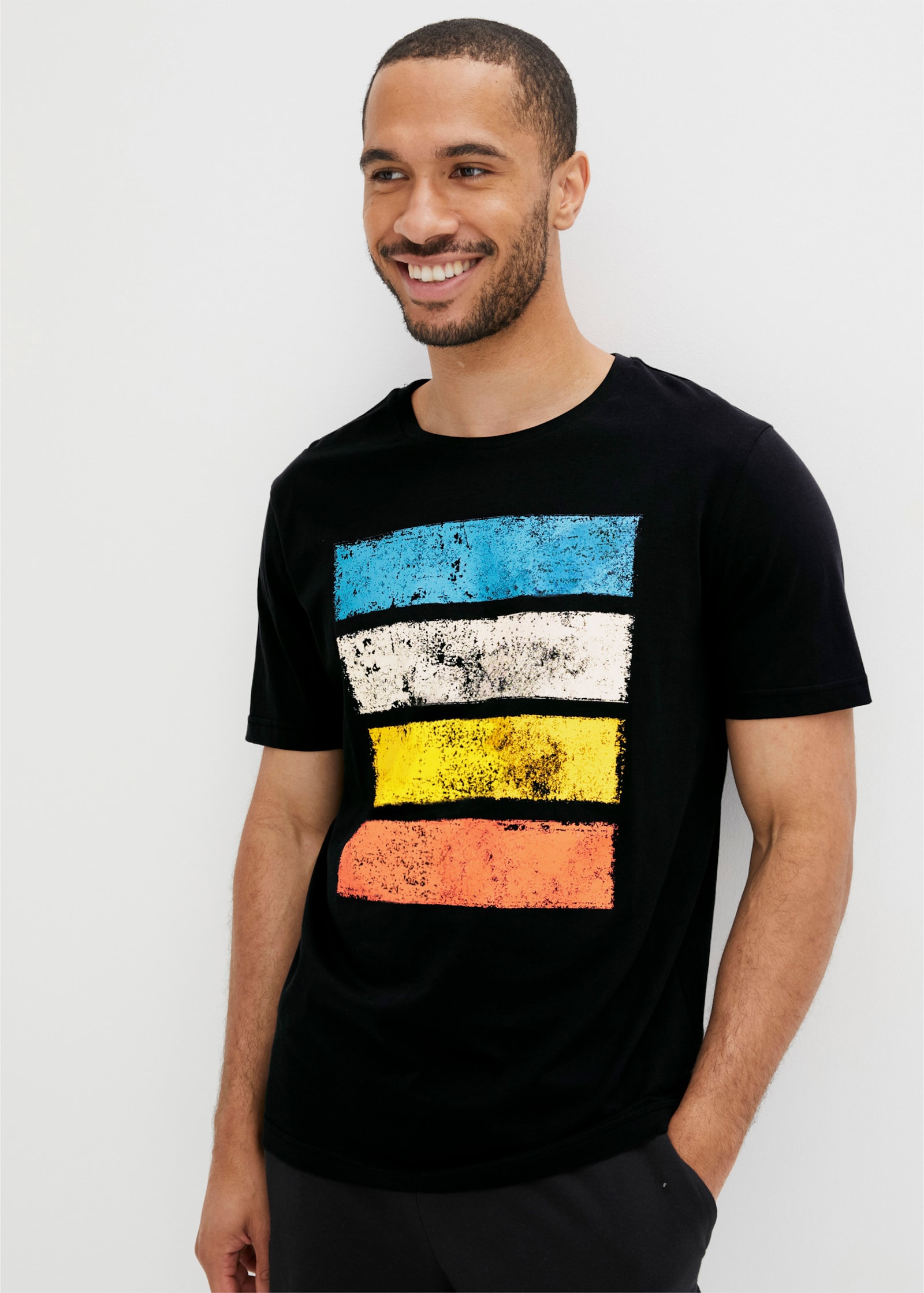 Catamaran T-Shirt mit Front-Print - schwarz-bedruckt