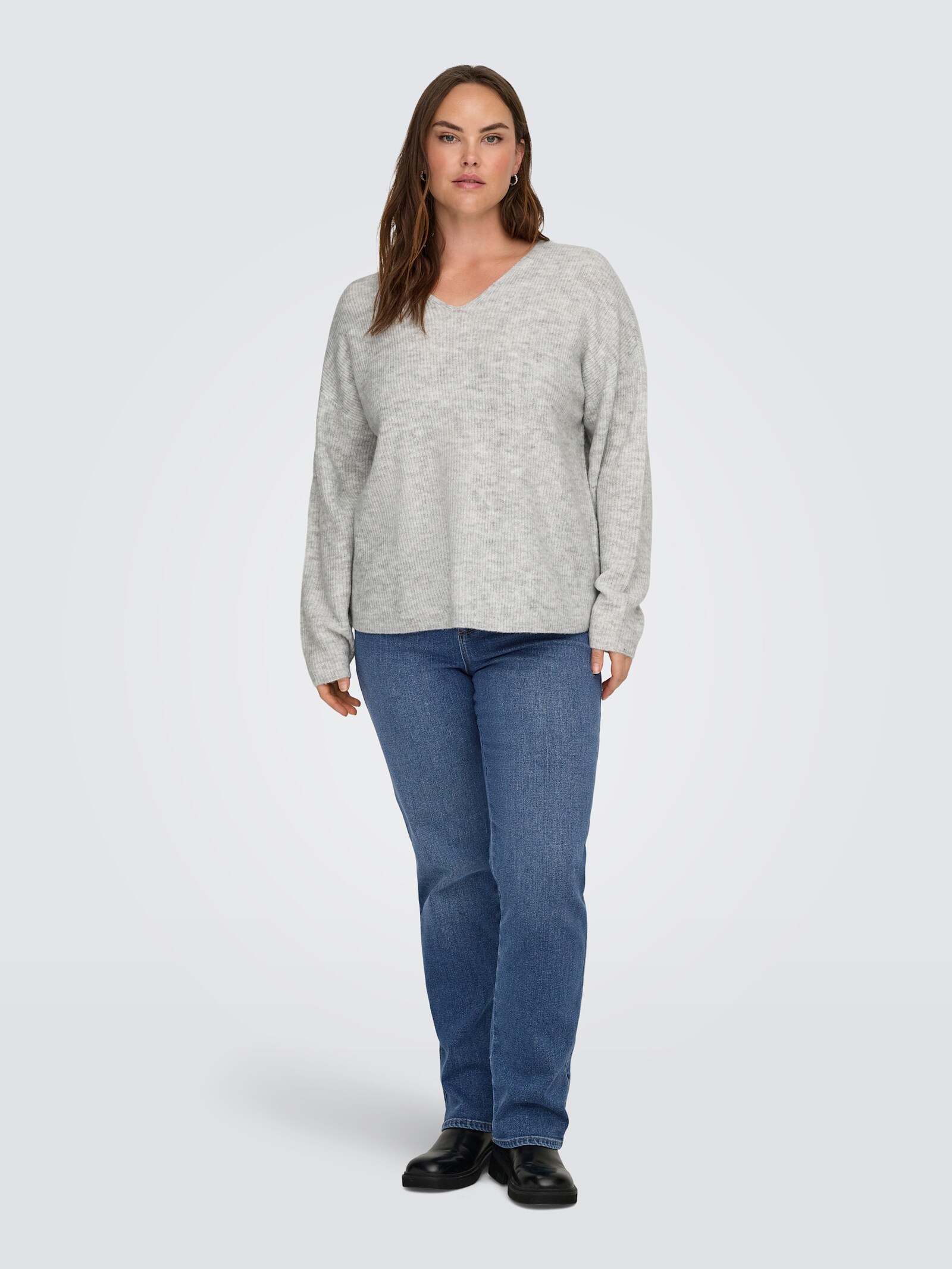 ONLY CARMAKOMA Strickpullover - light grey melange