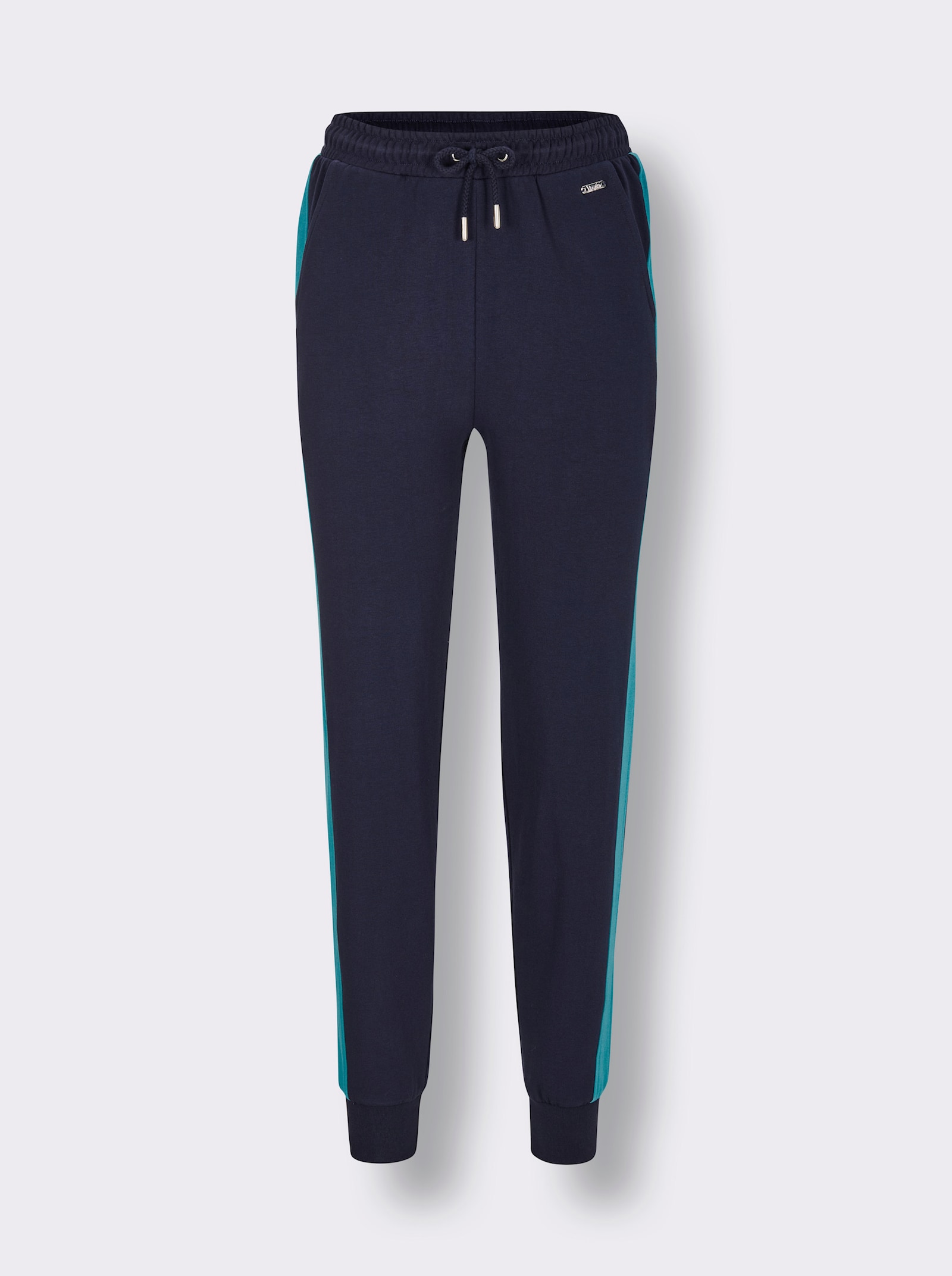 feel good broek met comfortband - marine/turquoise