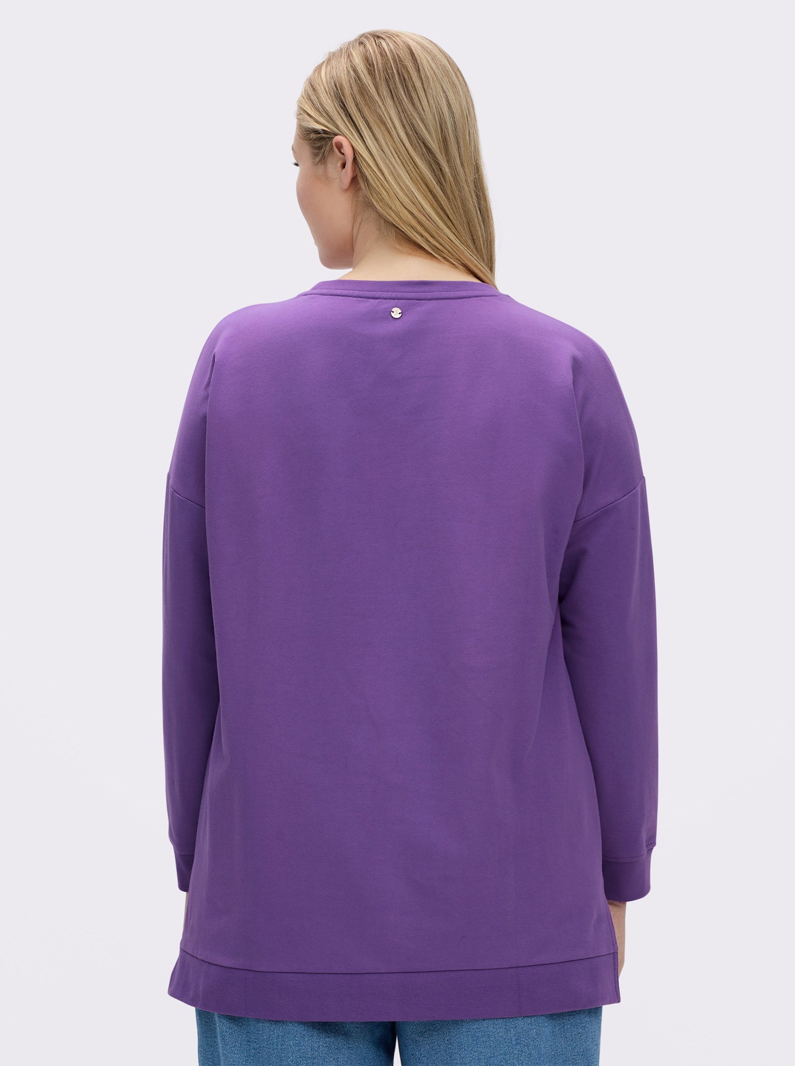 sheego Longsweatshirt mit Ripp-Abschlüssen - lila