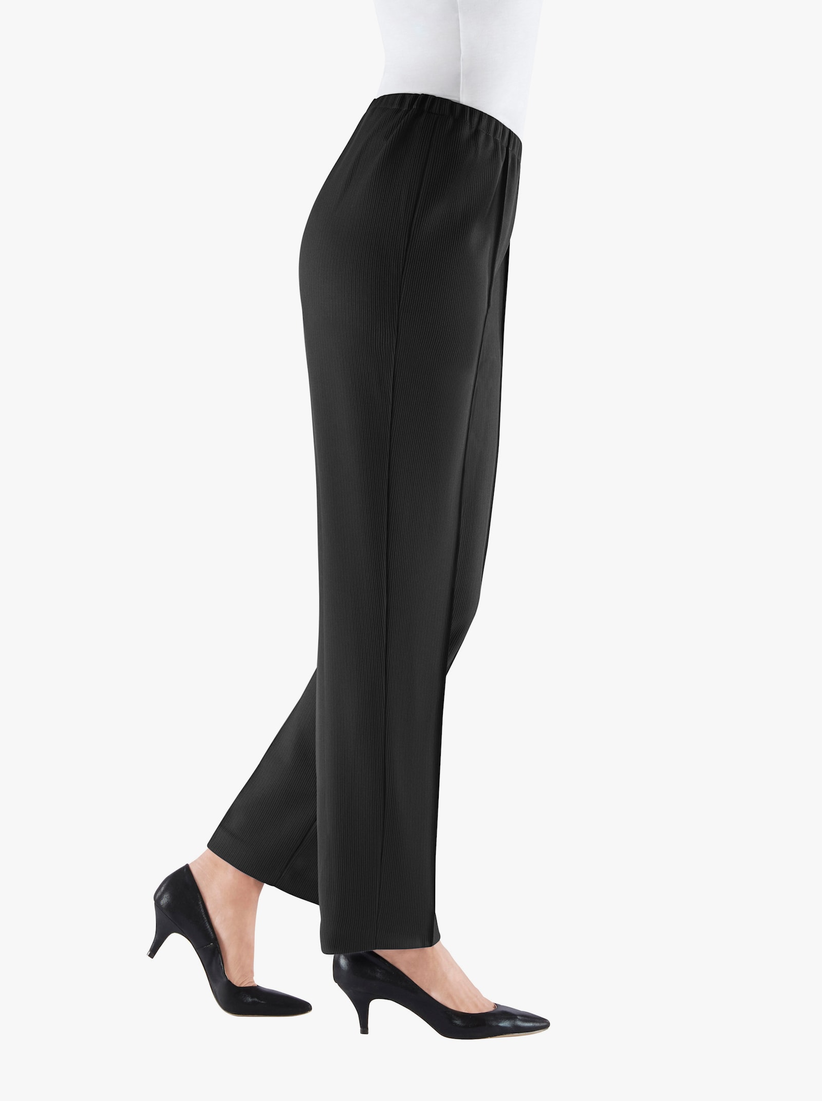 Jerseyhose mit Ripp-Struktur - schwarz