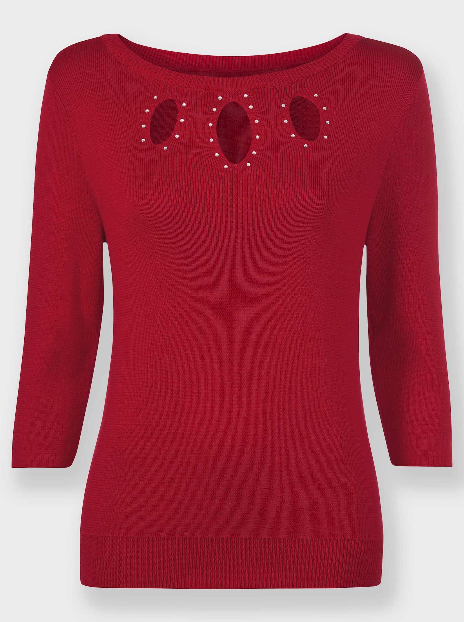 Feinstrickpullover mit Cut-outs - rot