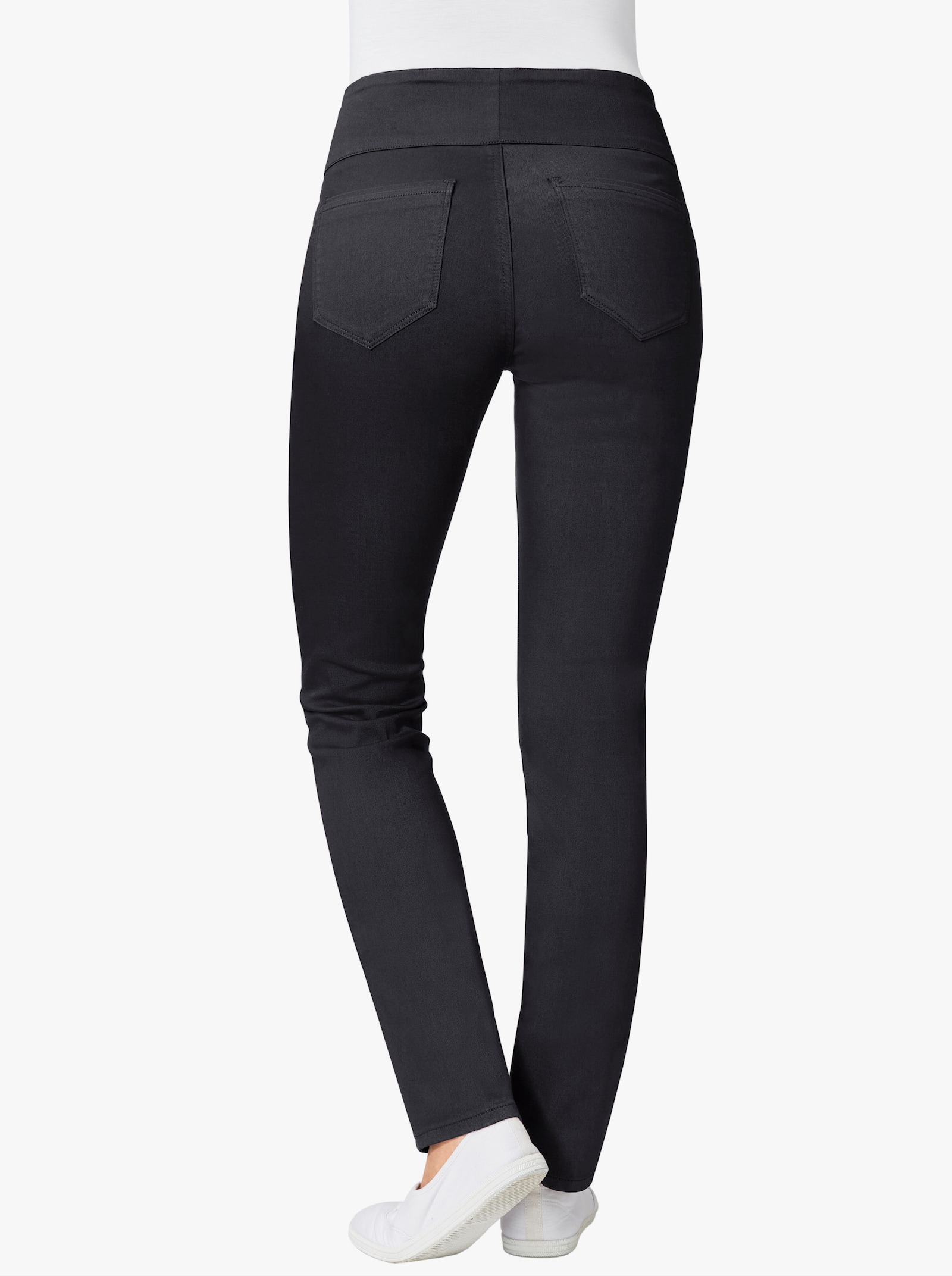 Navlékací kalhoty s vysokým elastickým pasem - černá