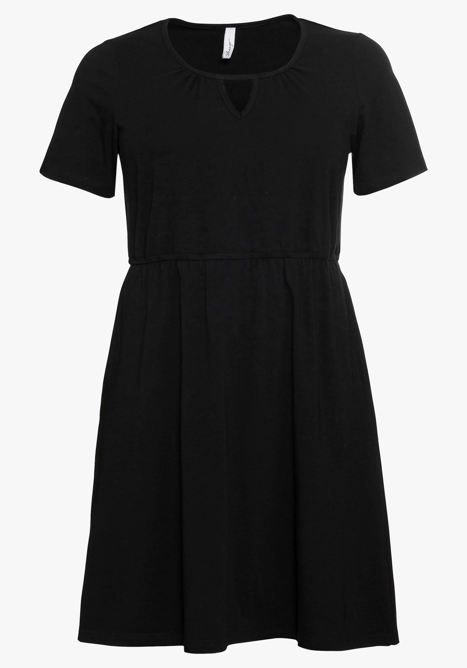 sheego Jerseykleid mit Cut-out am Ausschnitt - schwarz