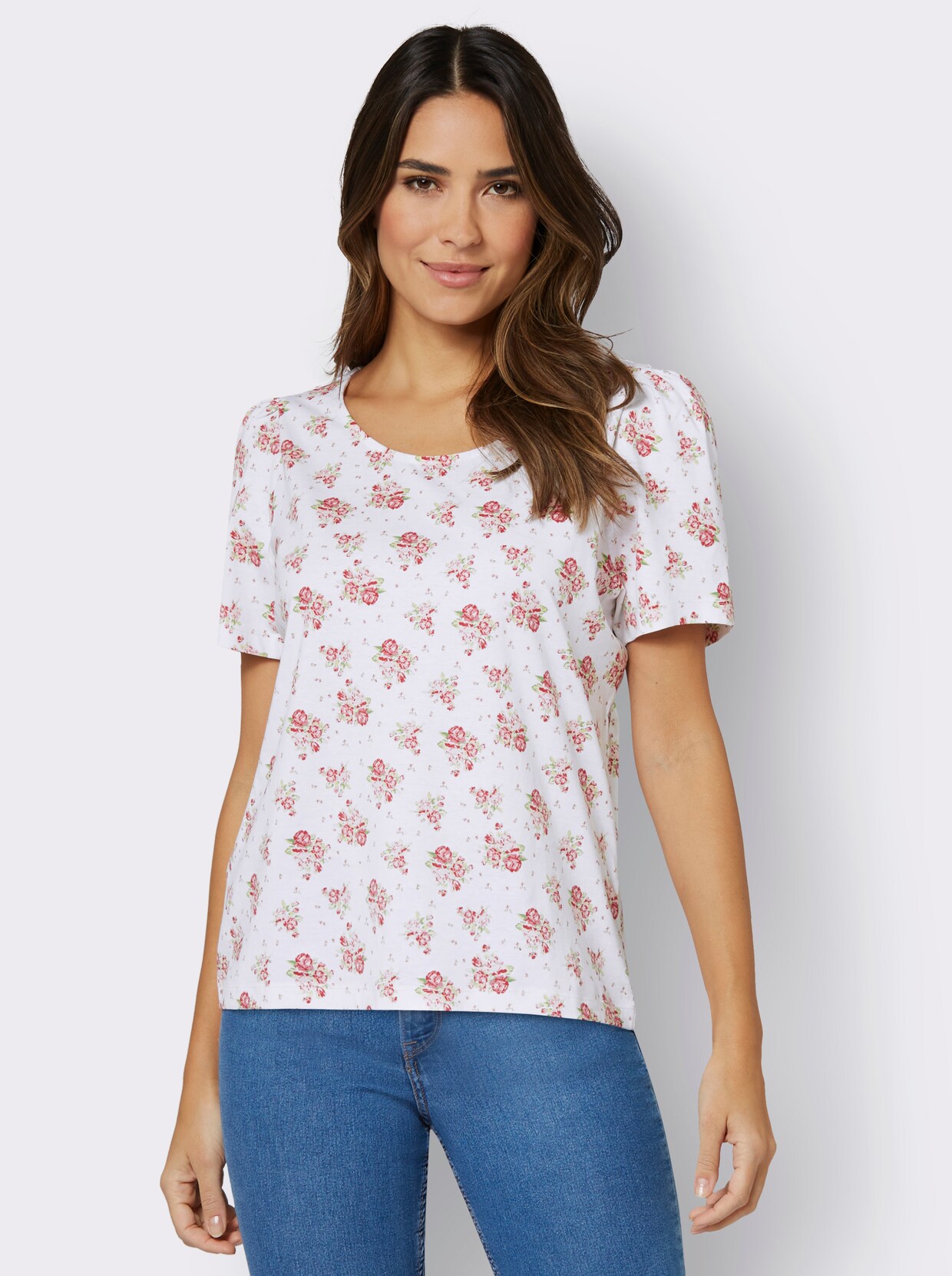 Tričko s krátkým rukávem - bílá-růžová-potisk