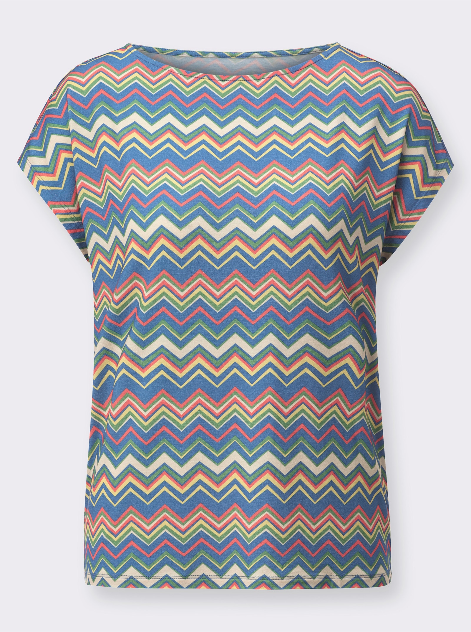 Print-Shirt mit U-Boot-Ausschnitt - eucalyptus-koralle-gemustert