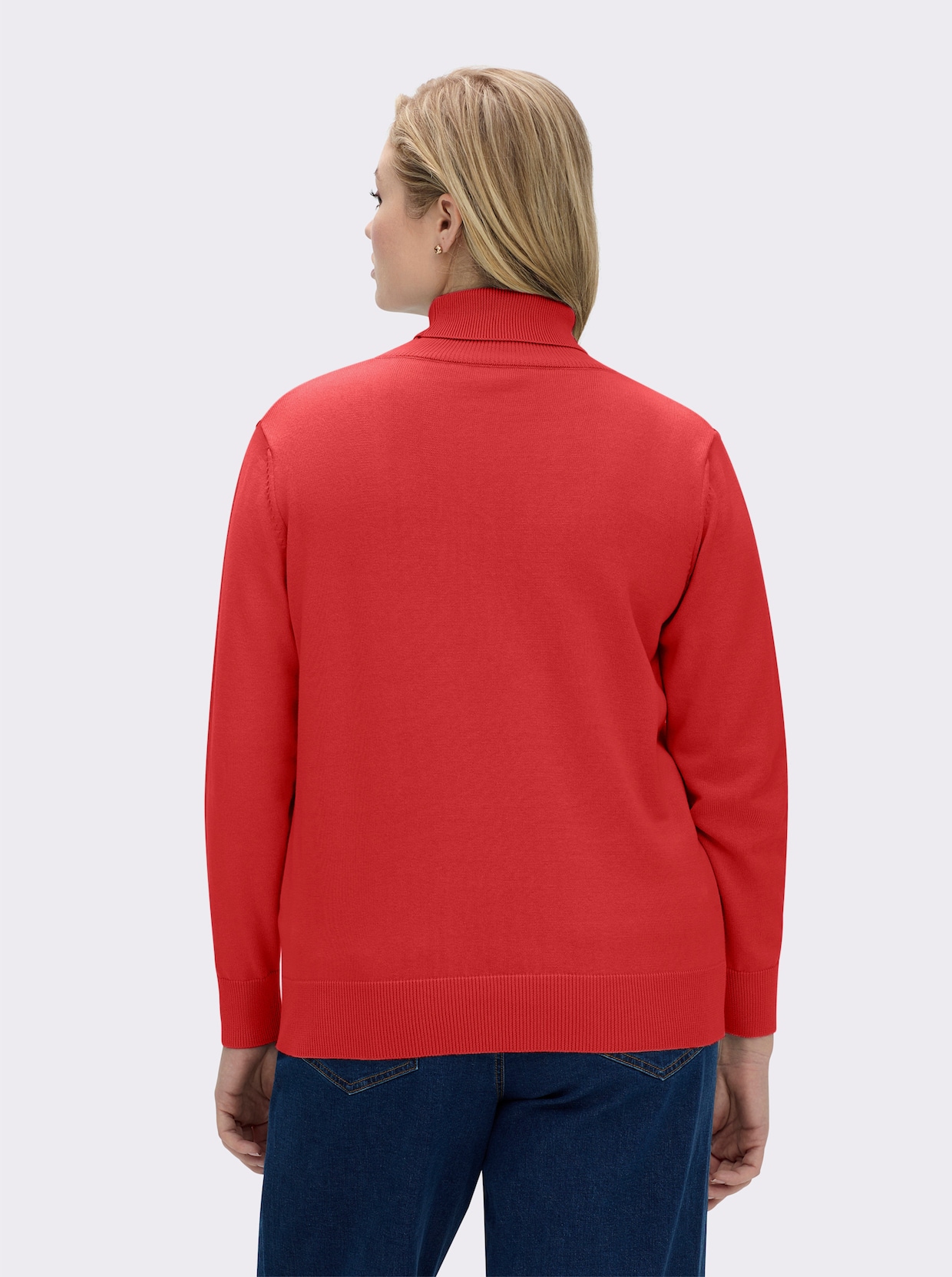 Rollkragenpullover aus reiner Baumwolle - rot